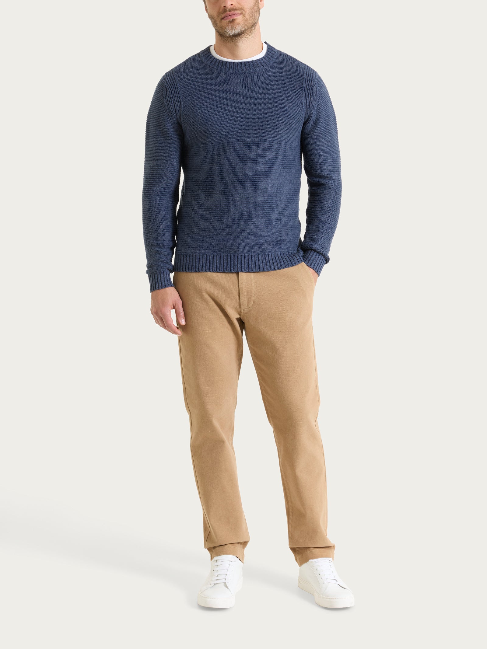 Ragno Winter Cotton Pullover Girocollo Uomo Avio Cotone