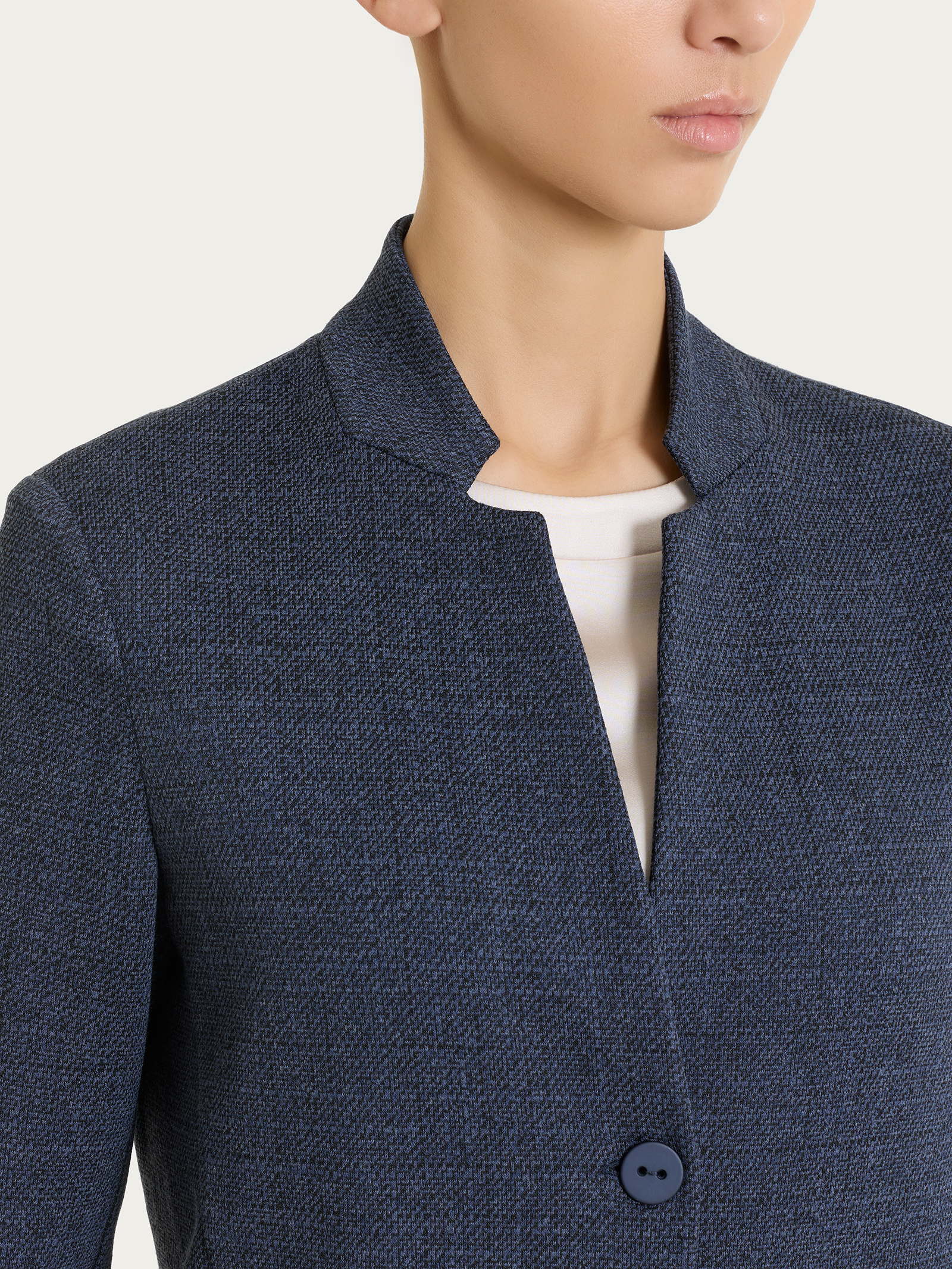 Ragno Blazer corto jacquard micro check Fant.Bleu