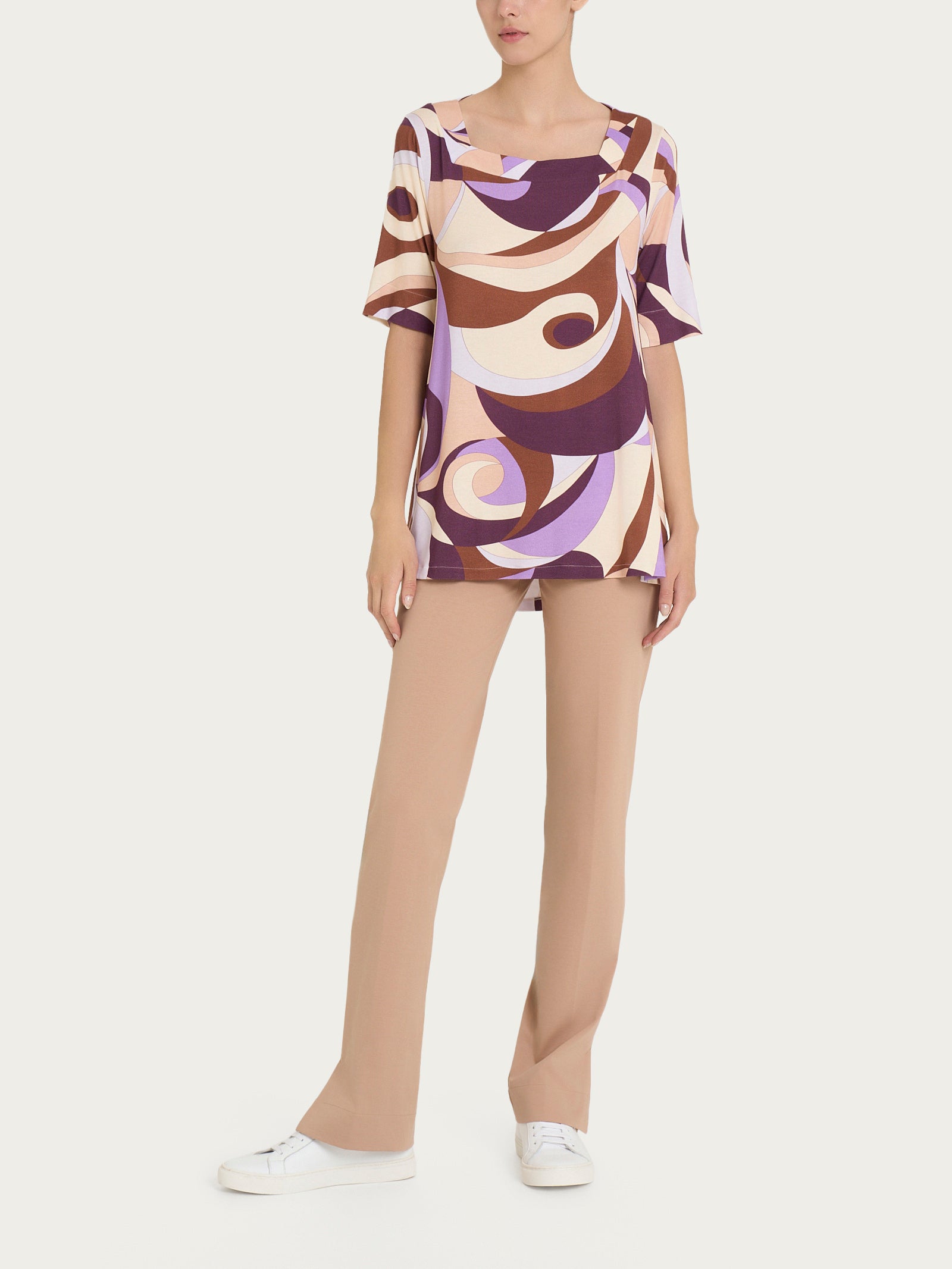 Ragno Viscosa Summer Collo Squadrato Maglietta Donna Plum Perfect