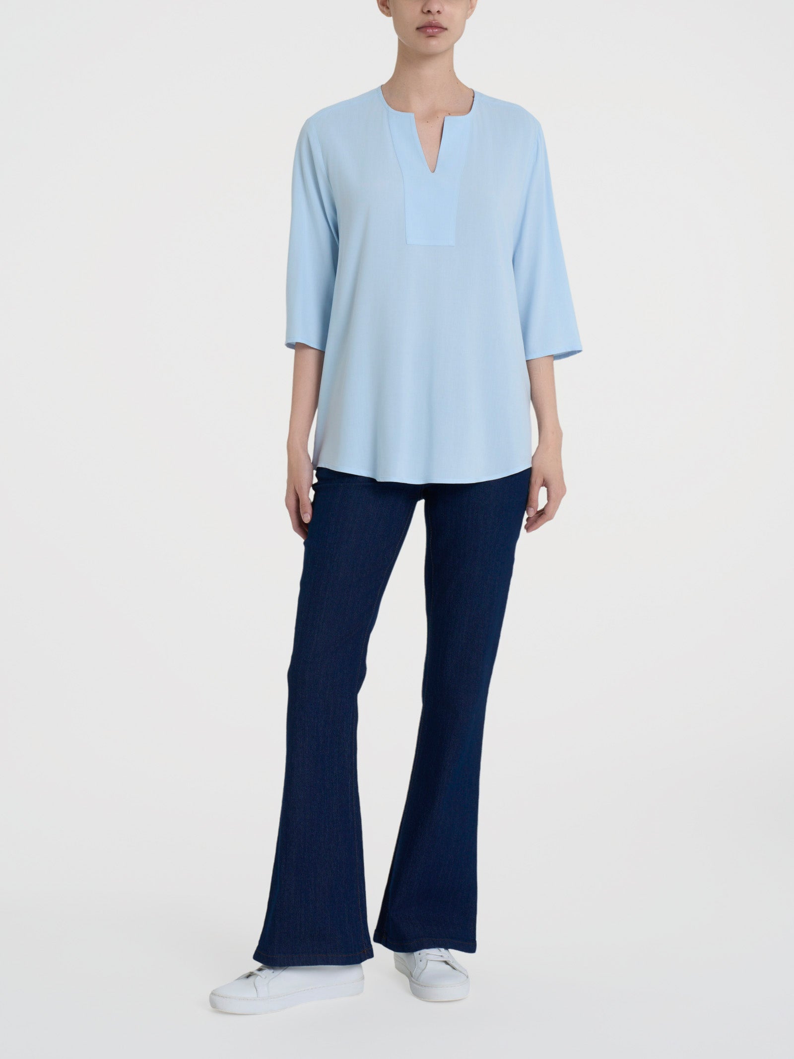 Ragno EcoSeta blusa scollo V manica 3/4 Skyway fluida