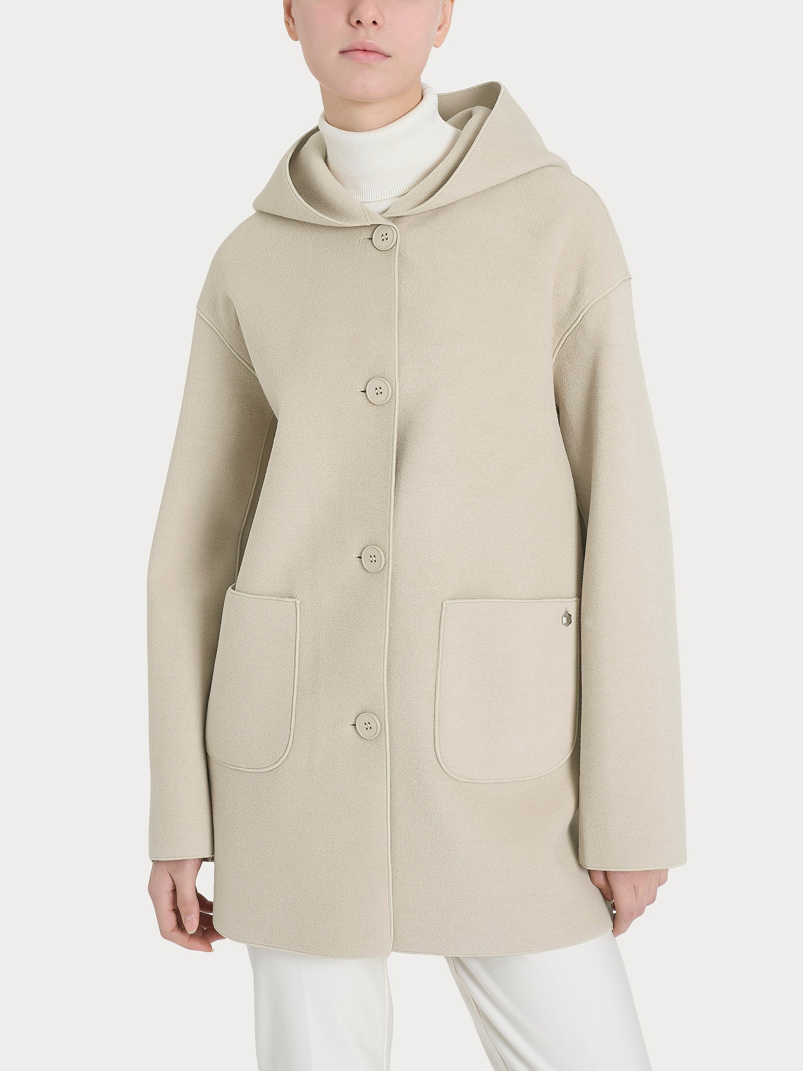 Ragno Vegan Wool giaccone cappuccio Champignon Mel.