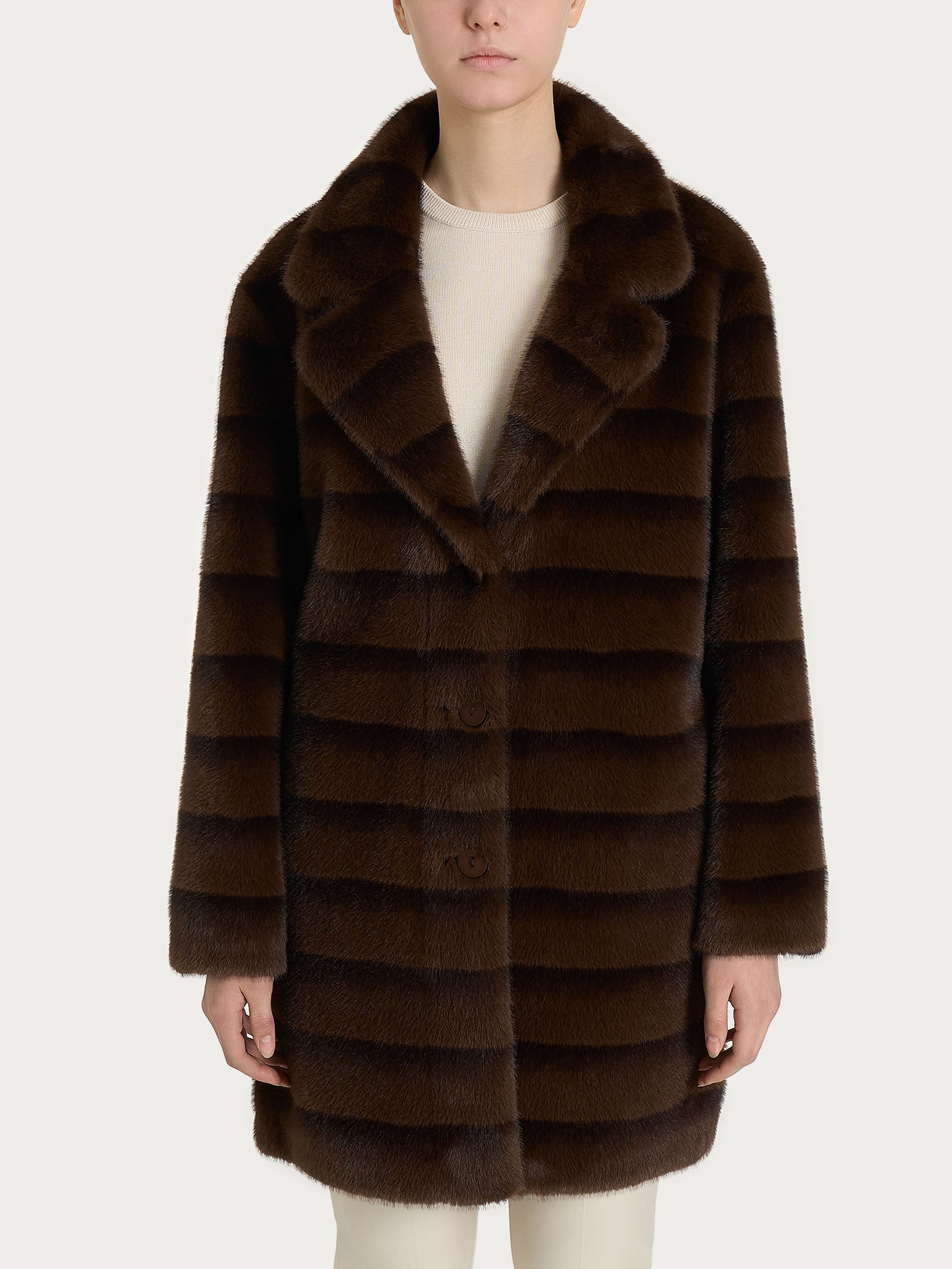 Ragno Vegan Fur Cappotto Double-Face Chocolate Torte Revers
