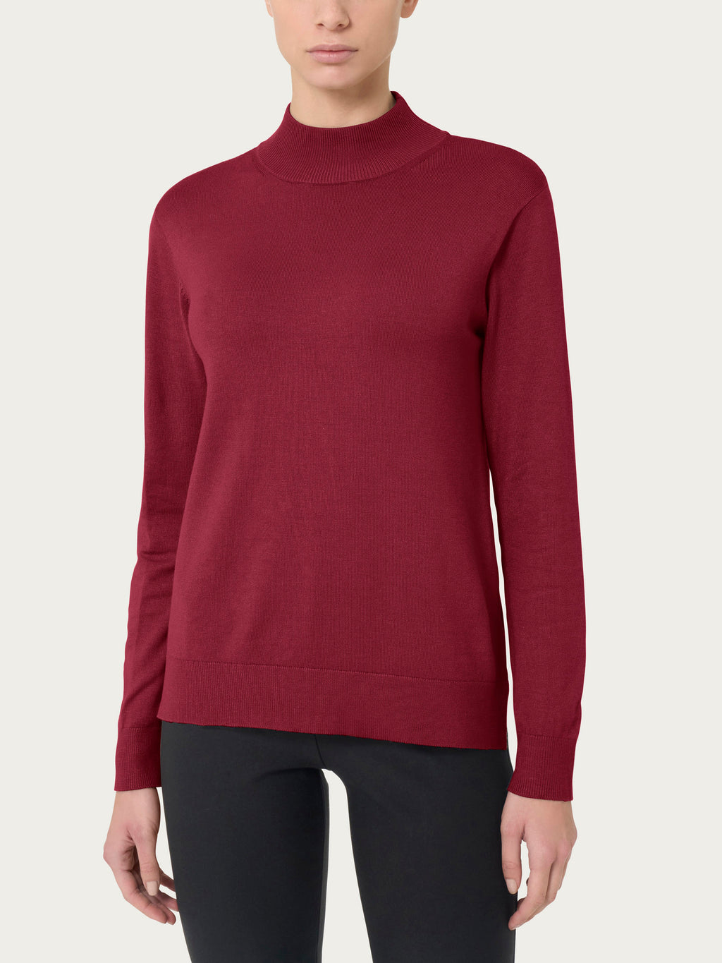 Ragno Four Seasons Mock Neck maglia rosso viscosa