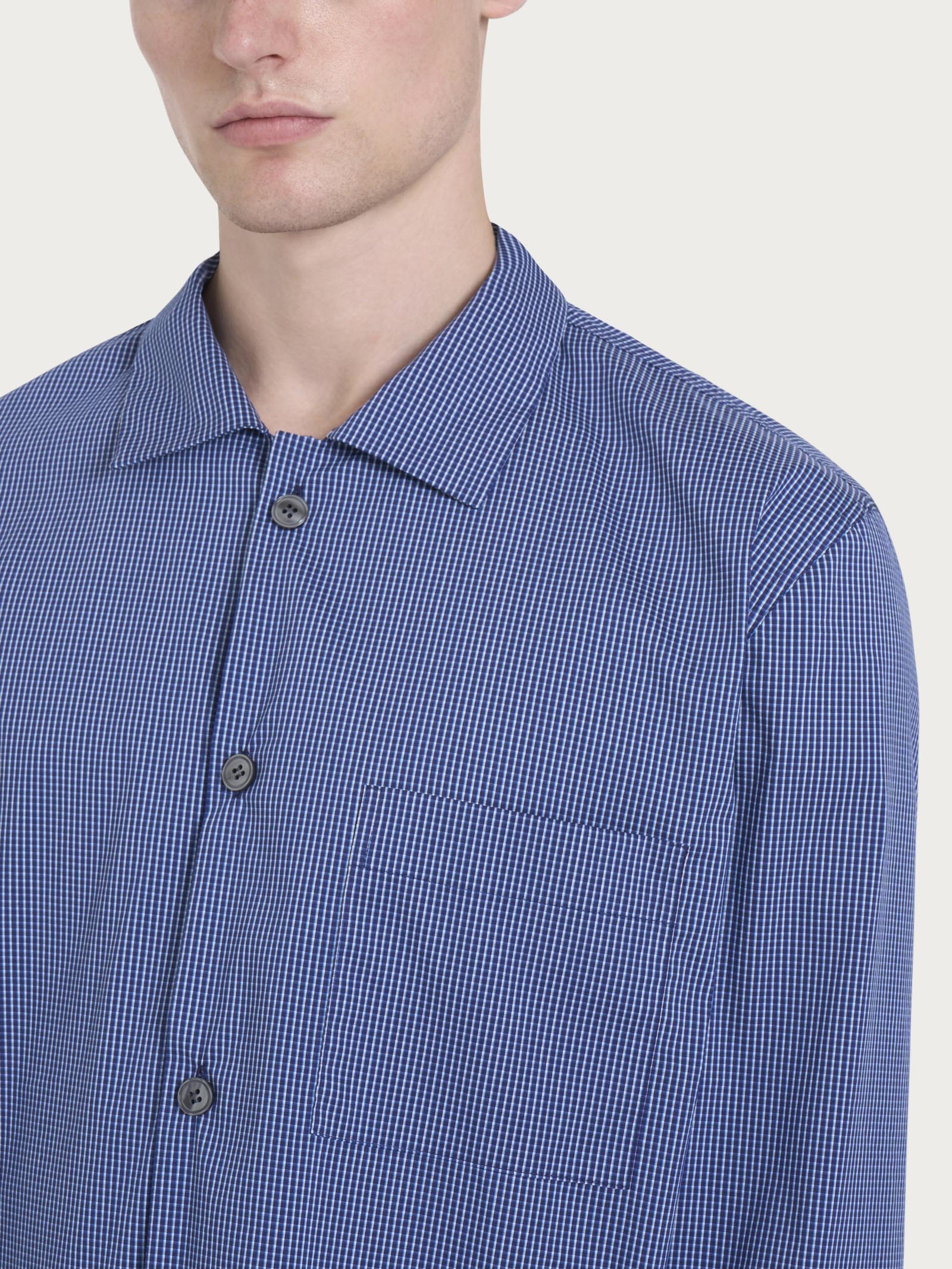 Ragno Jersey Cotone pigiama aperto Naval Academy Quadretti lungo