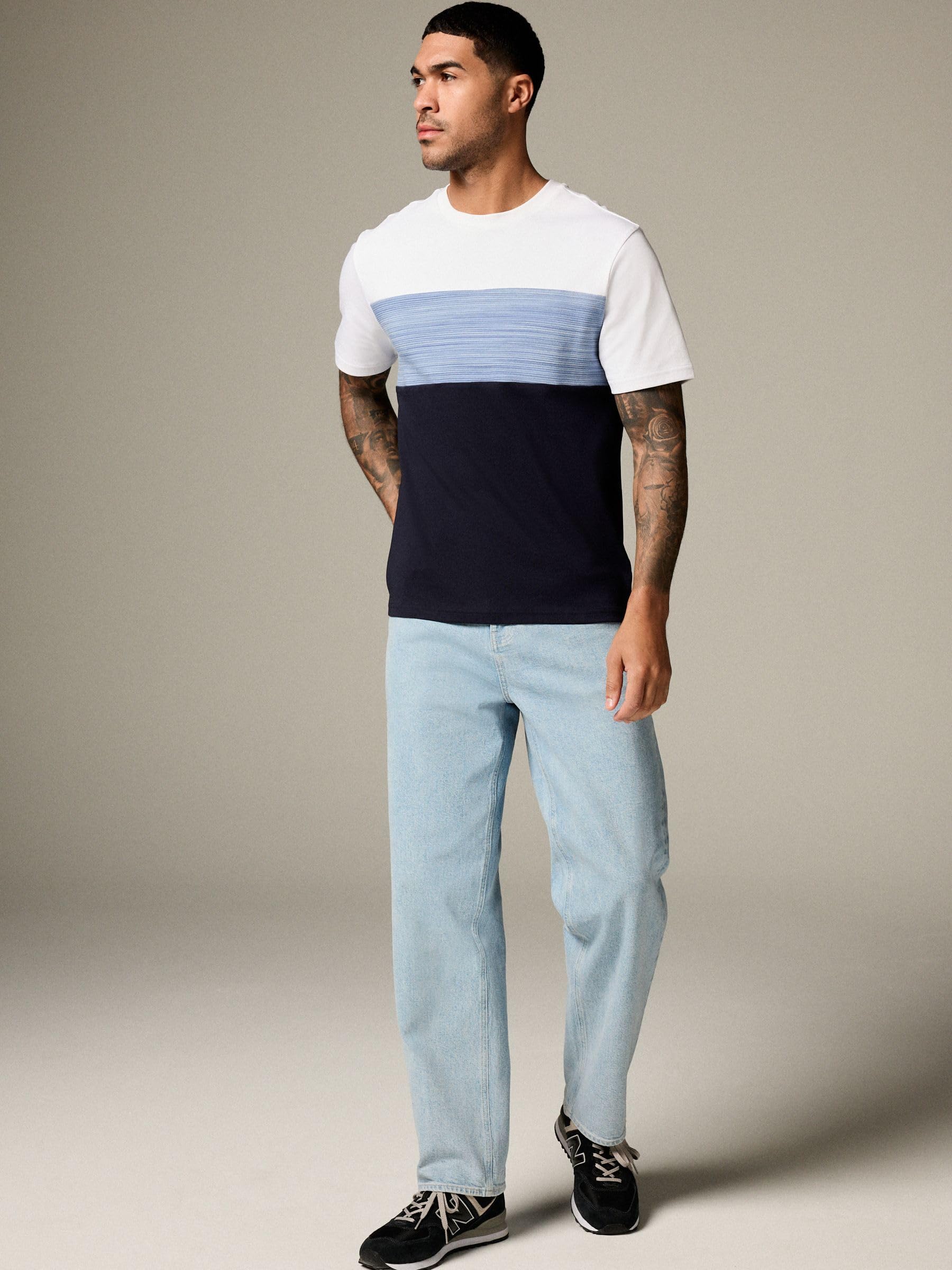Next t-shirt uomo L a blocchi color block cotone
