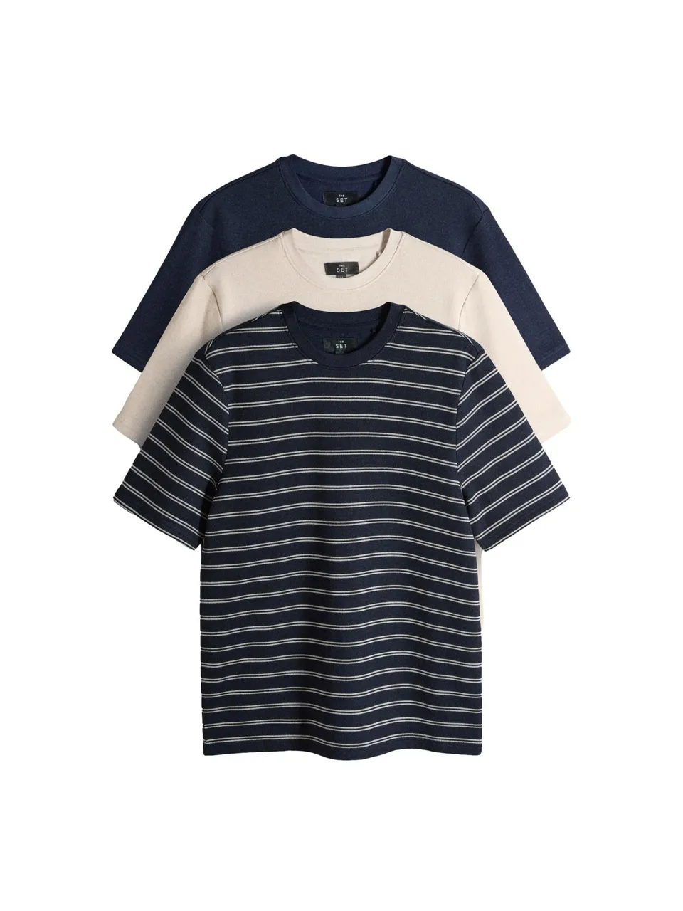 Geo Next The Set T-shirt girocollo uomo 3 pezzi cotone testurizzato