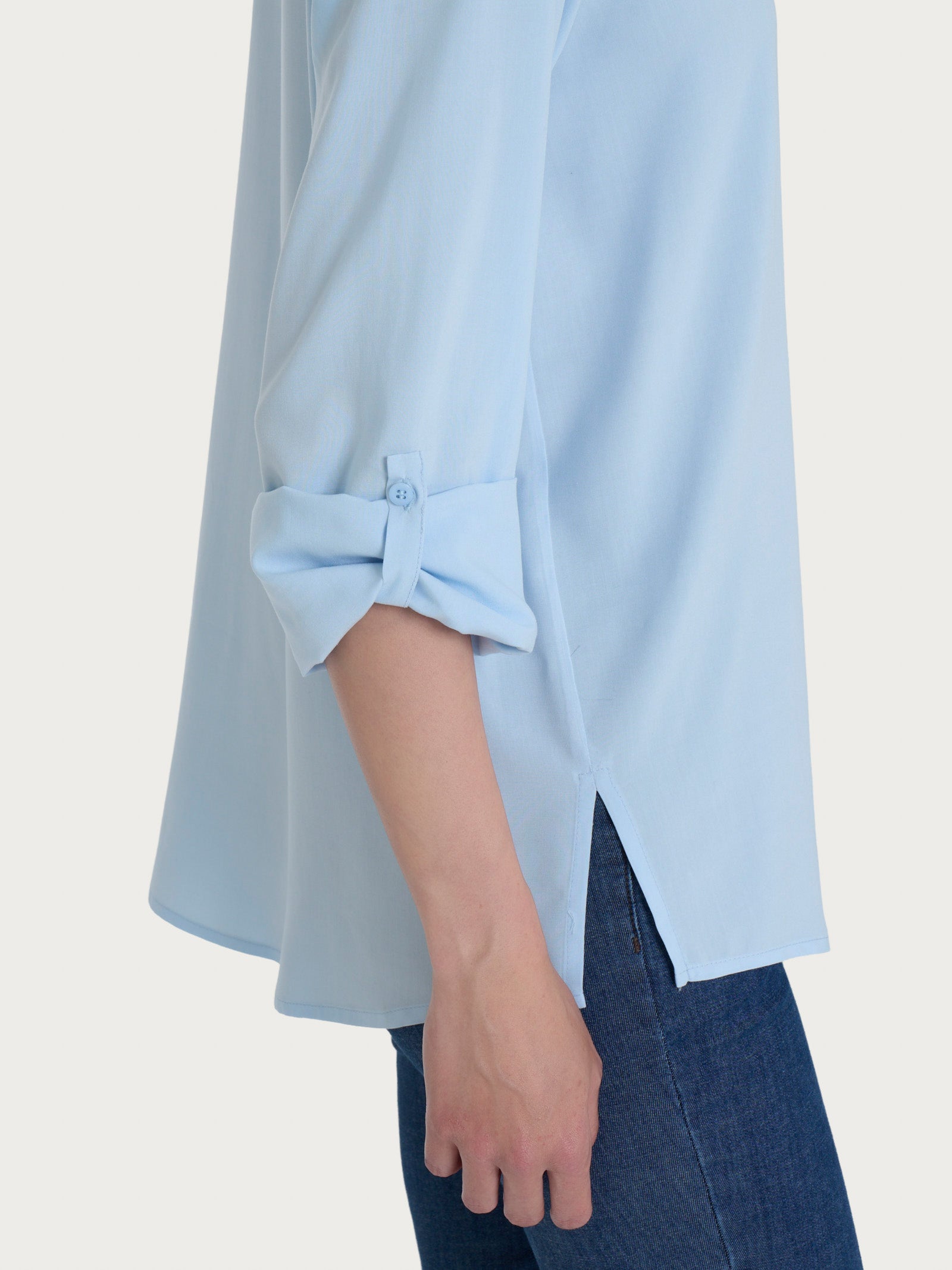 Ragno EcoSeta blusa collo coreana Skyway manica risvoltabile