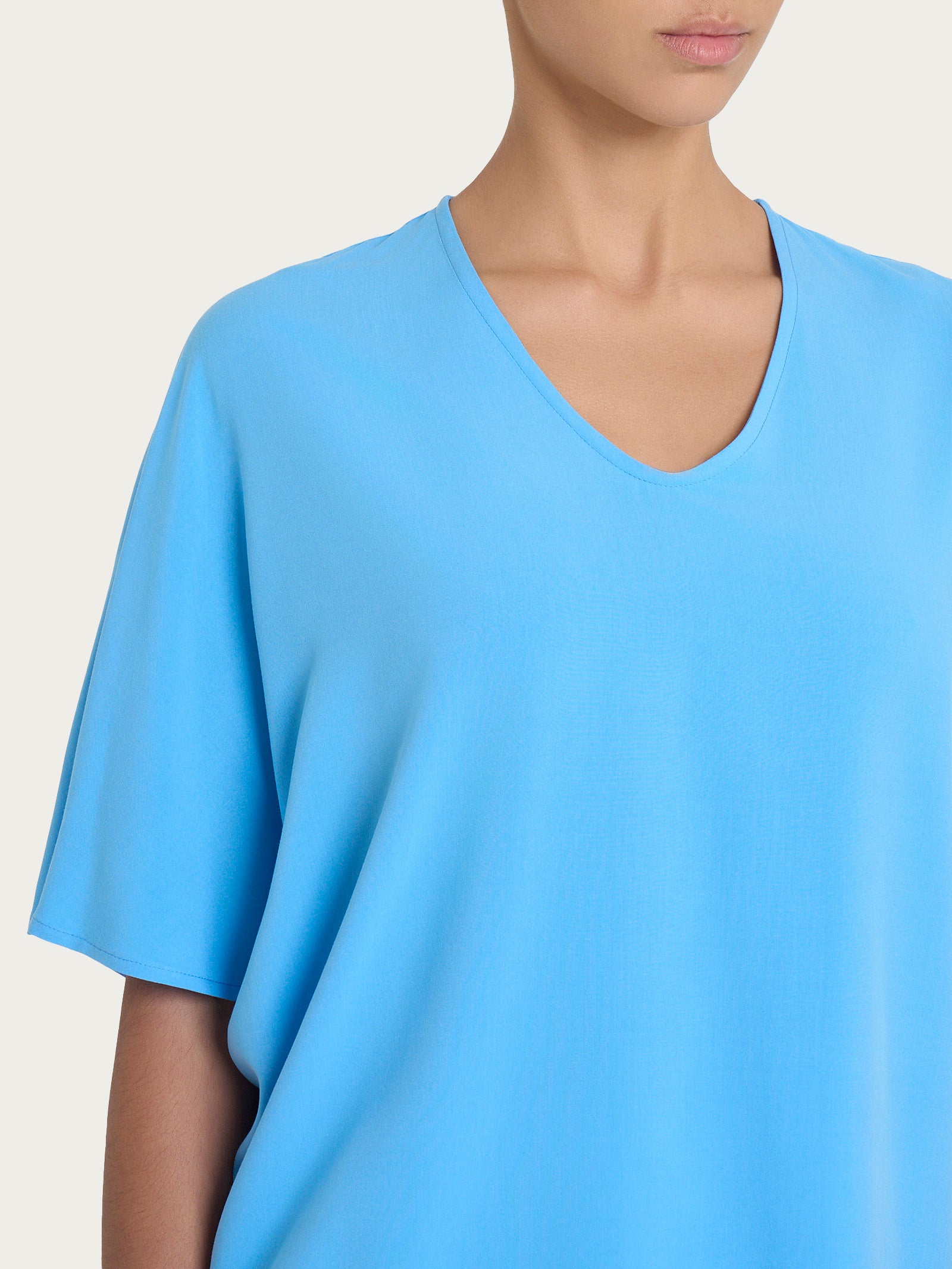Ragno Ecoseta blusa V manica gomito Azure Blue