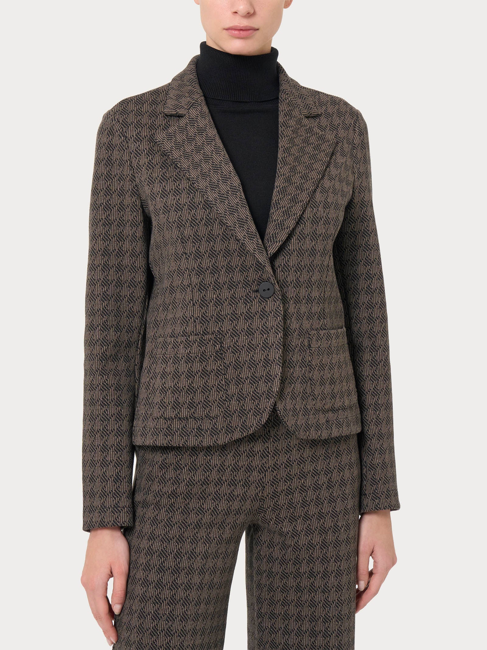 Ragno Compact blazer corto jacquard Pine Bark