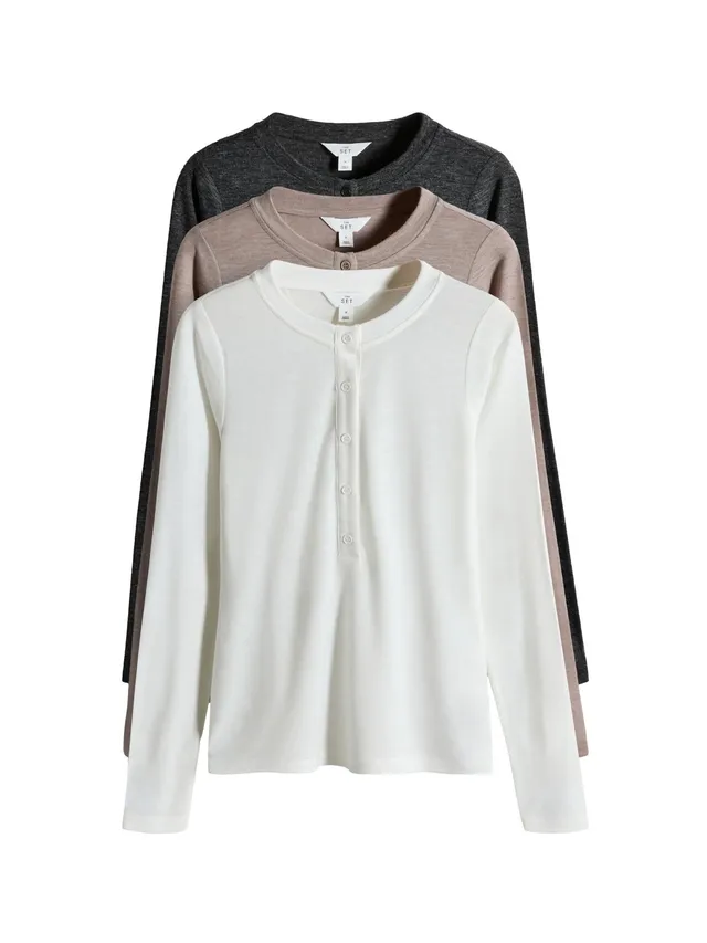 Next The Set Top Henley manica lunga confezione 3 trasparenti