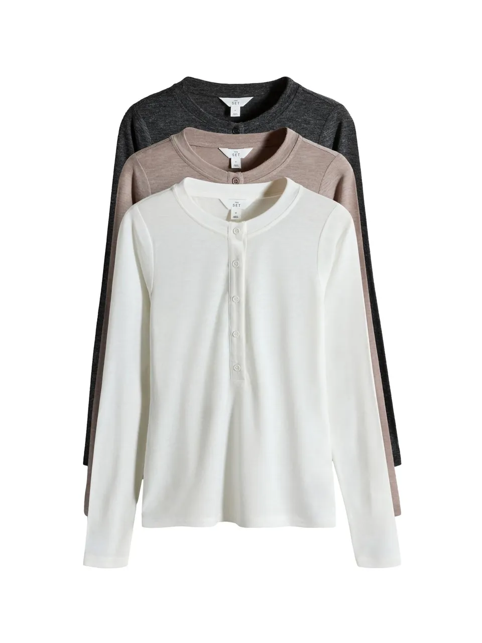 Next The Set Top Henley manica lunga confezione 3 trasparenti