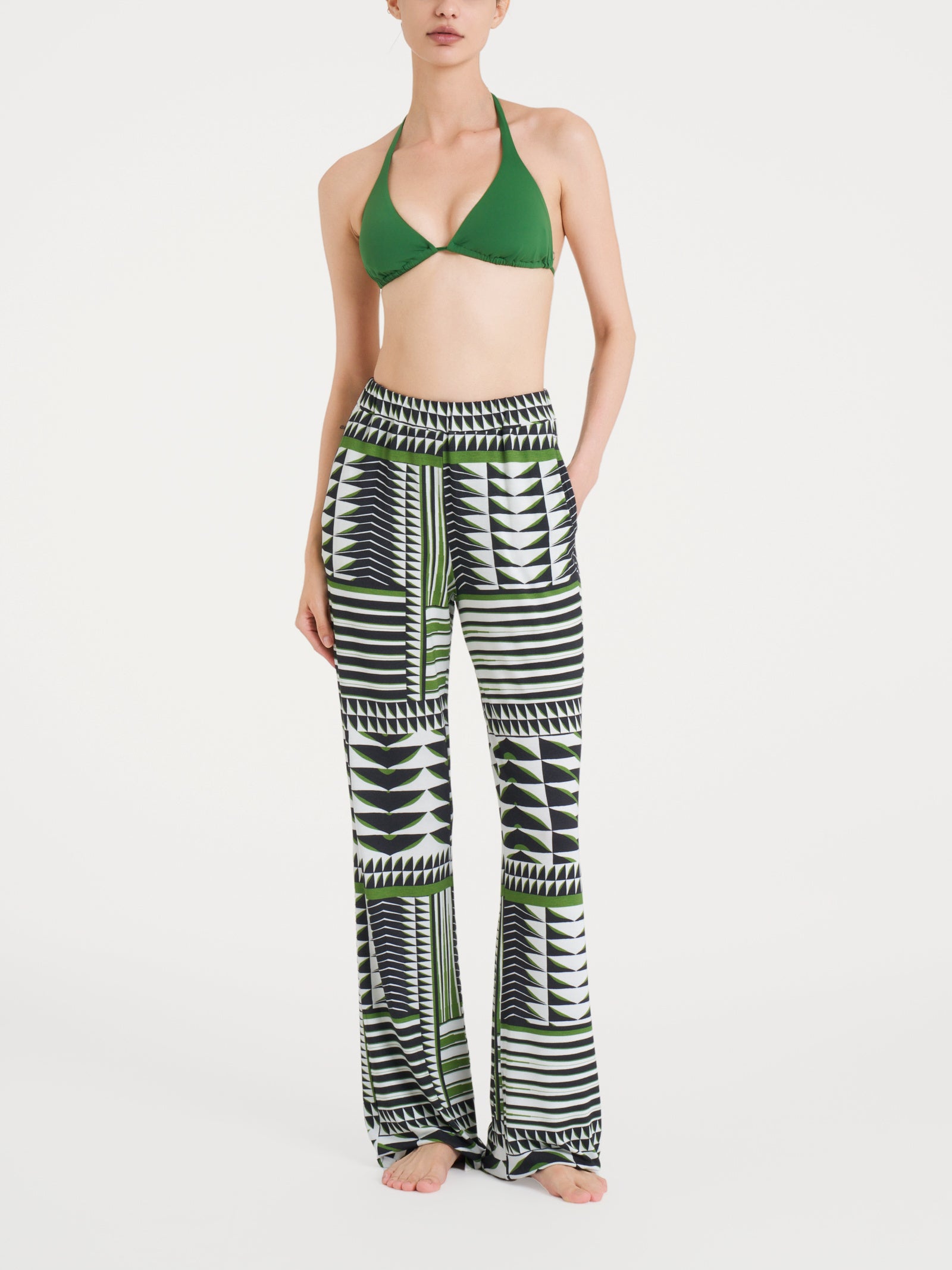 Ragno Viscosa Summer Pantalone ampio Fant. Artichoke Green viscosa