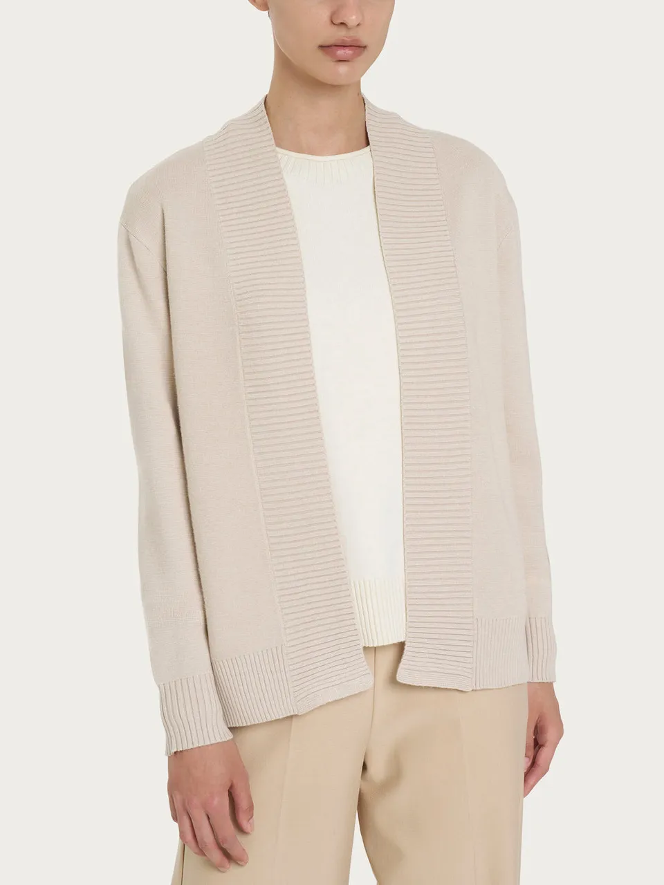 Ragno Super Soft cardigan aperto Champignon maniche lunghe