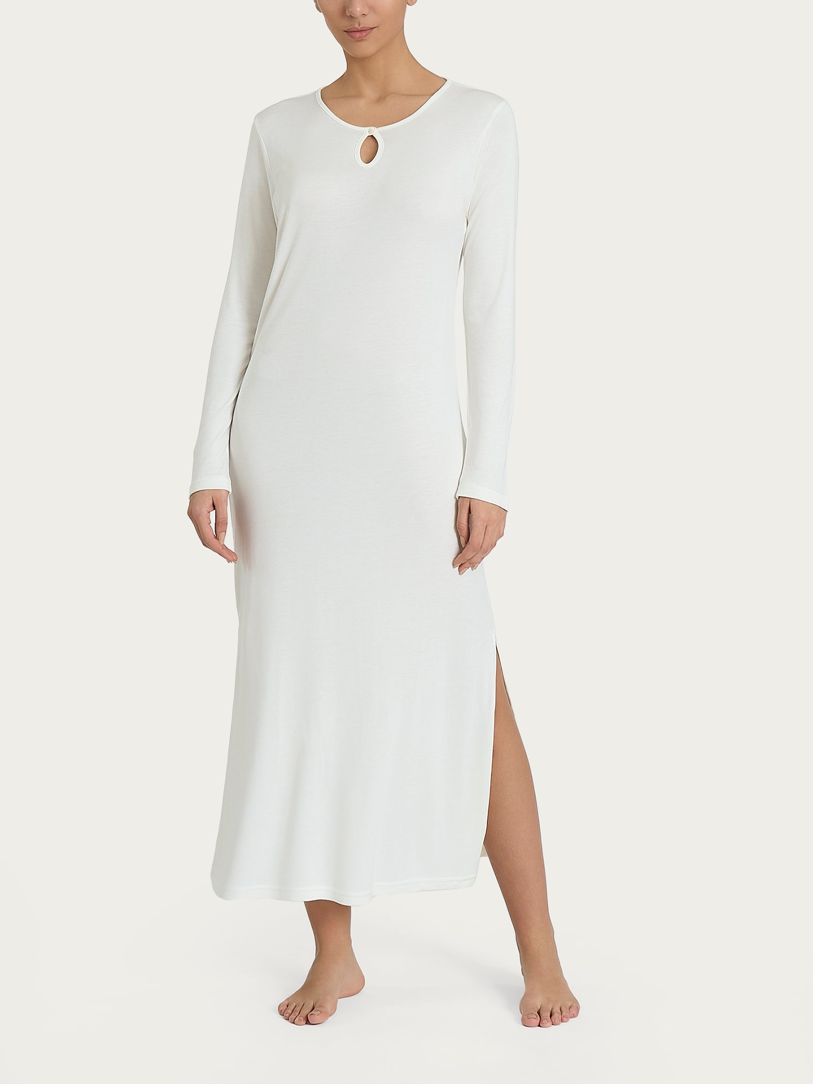 Ragno Micromodal camicia da notte lunga Avorio interlock