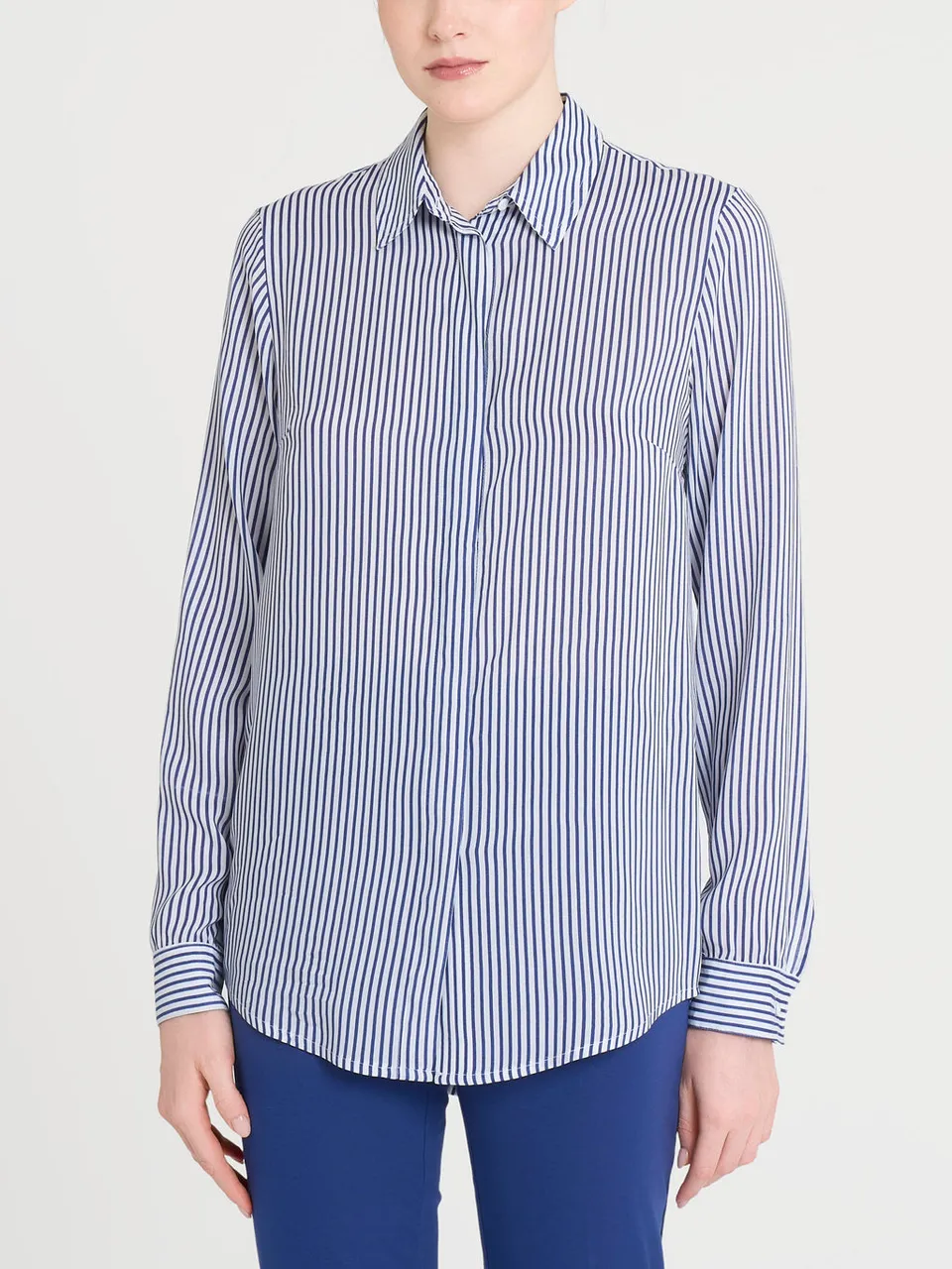 Ragno EcoSeta Camicia Rigata Bianca Fluida