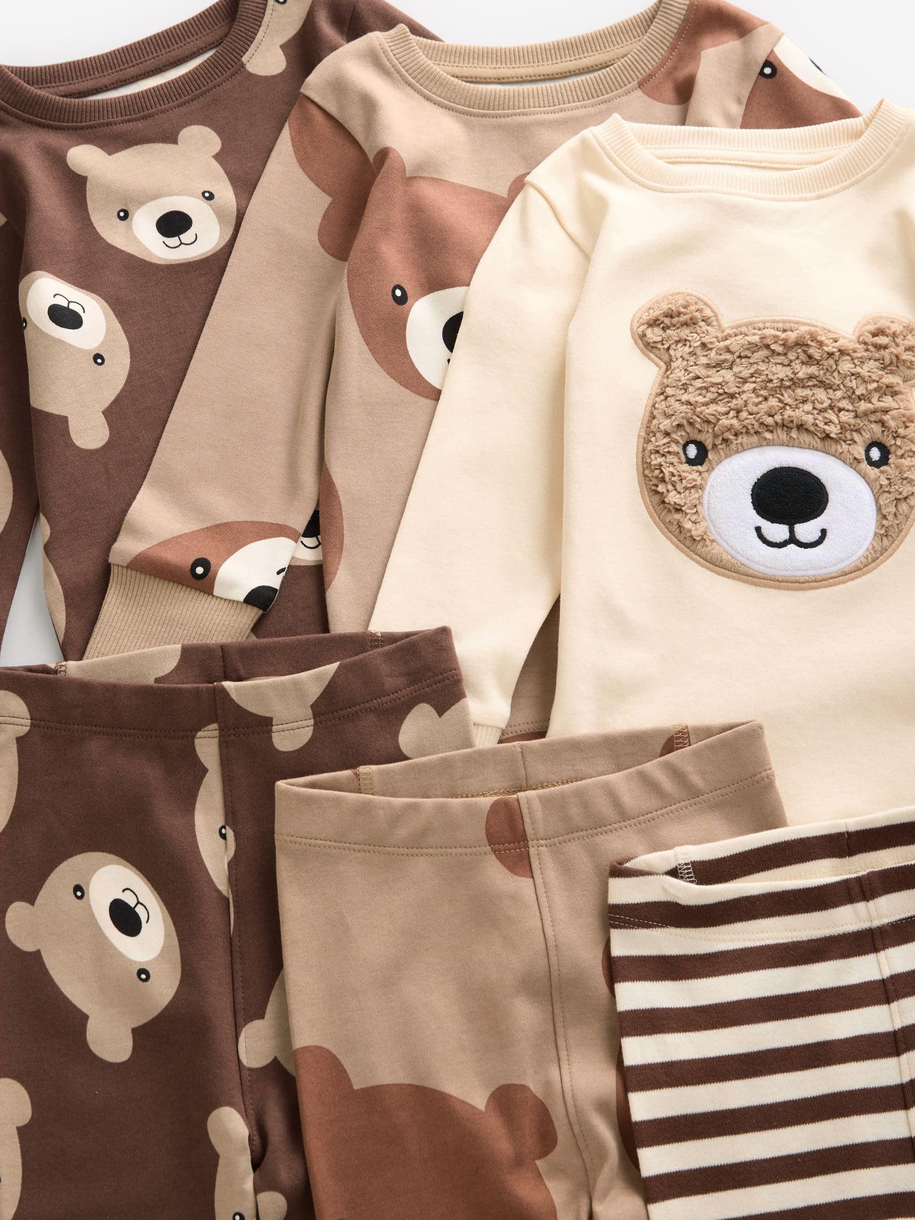 Next pigiami bambino 3 pezzi marrone cotone