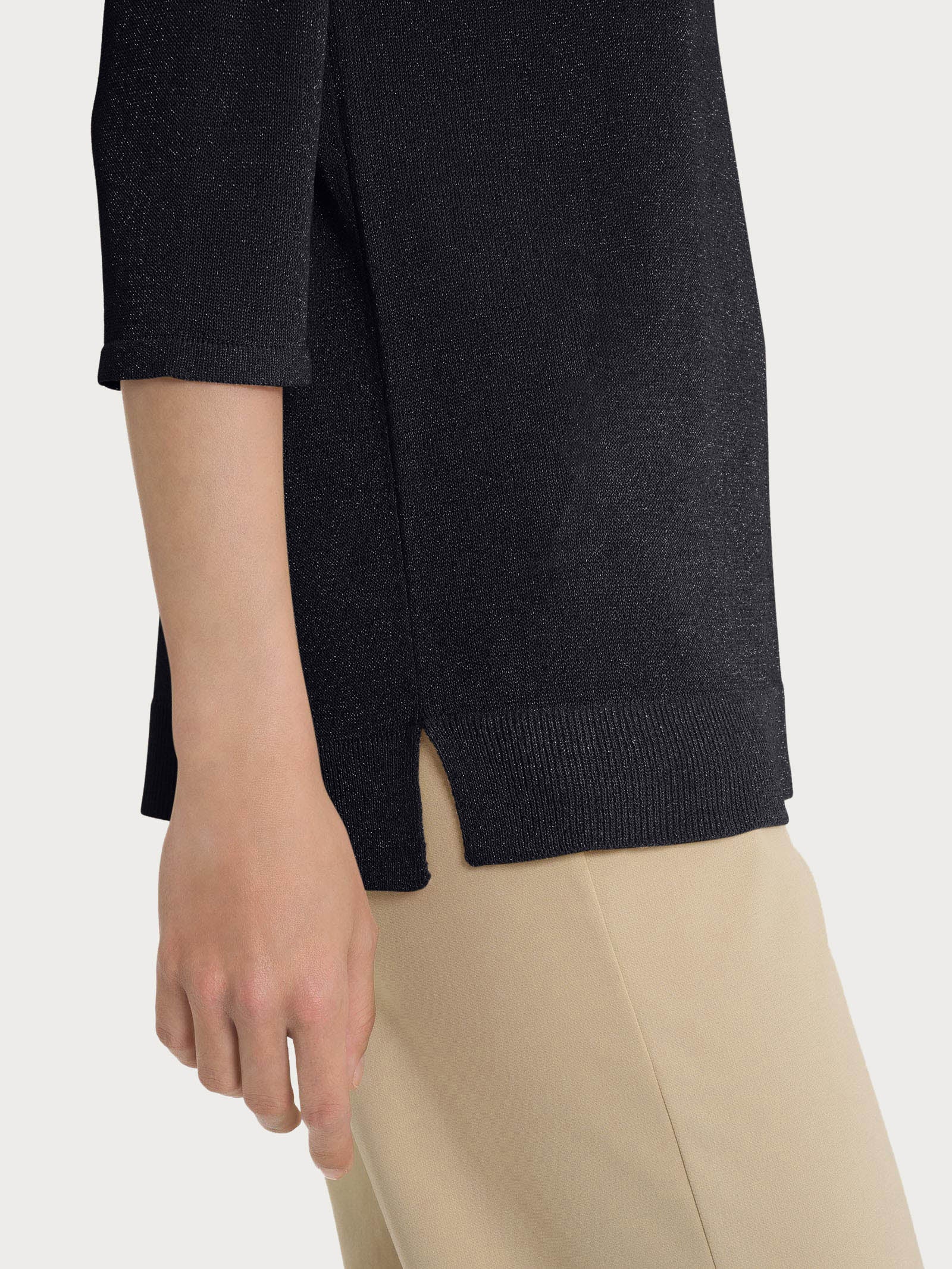Ragno Crepe Lurex Maglia Barchetta 3/4 Nera luminosa