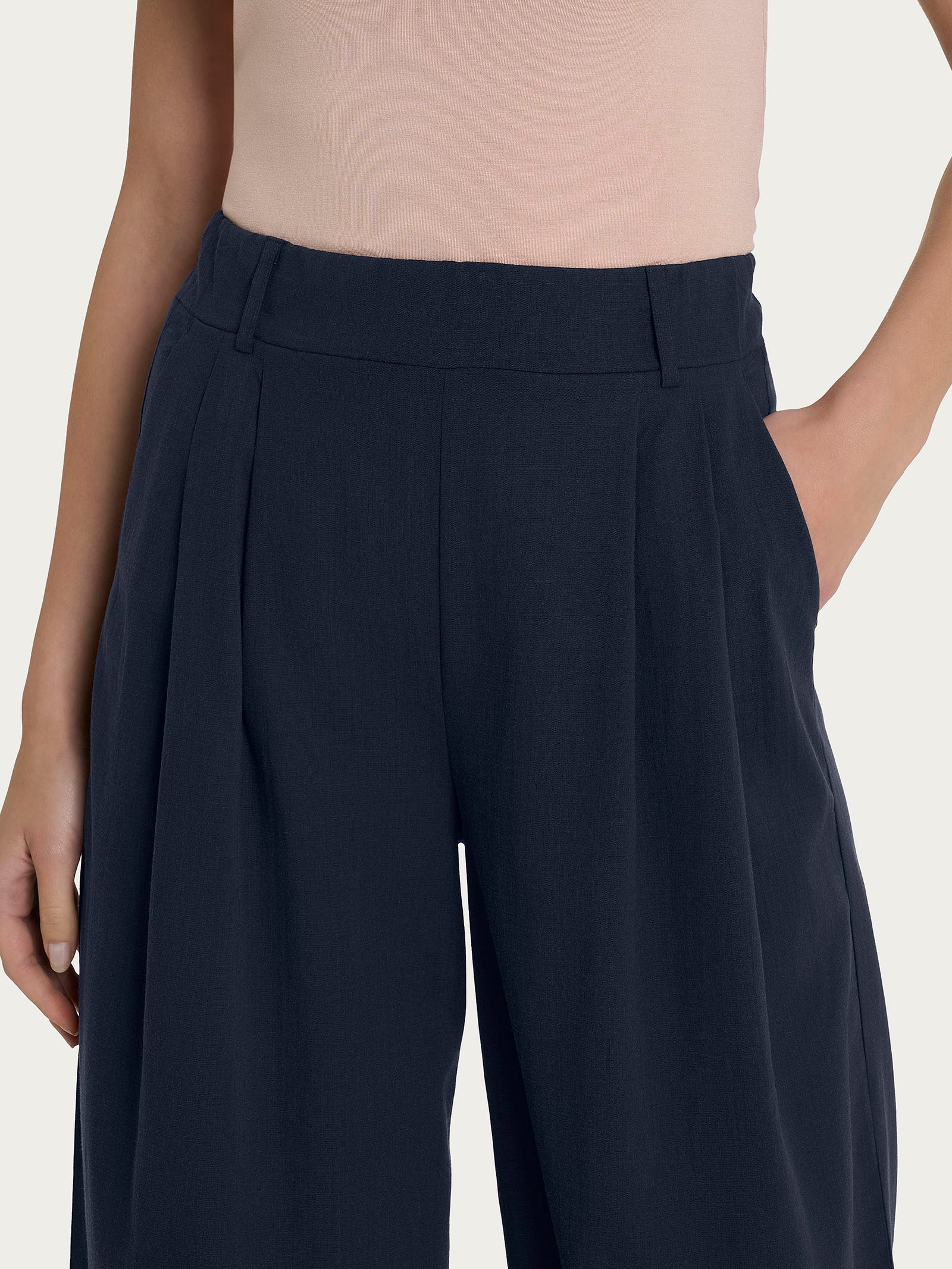 Ragno Super Natural Pantalone Palazzo Bleu con Tasche