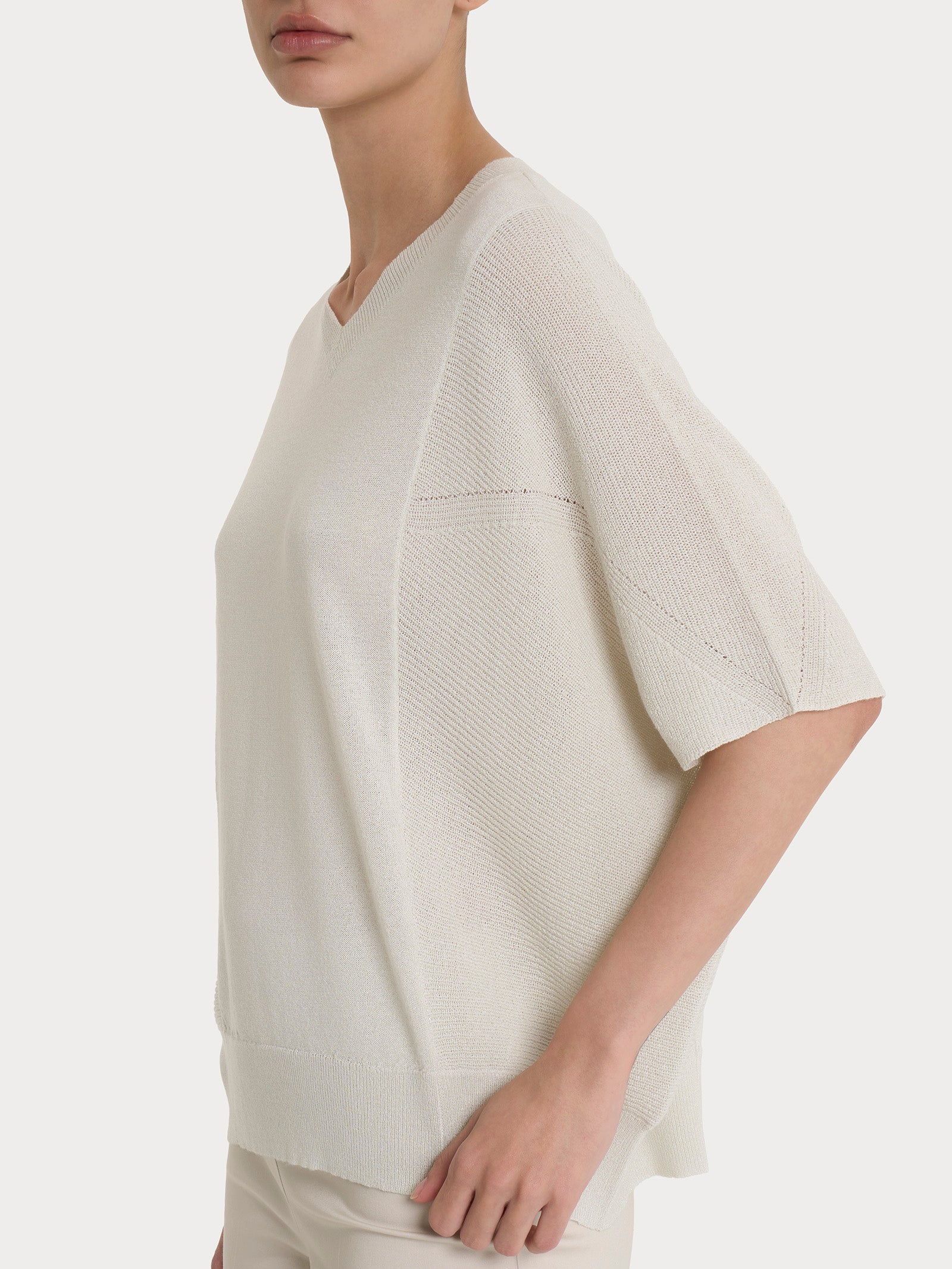 Ragno Viscosa Summer maglia scollo a V Crêpe Lurex Dawn Blue lurex