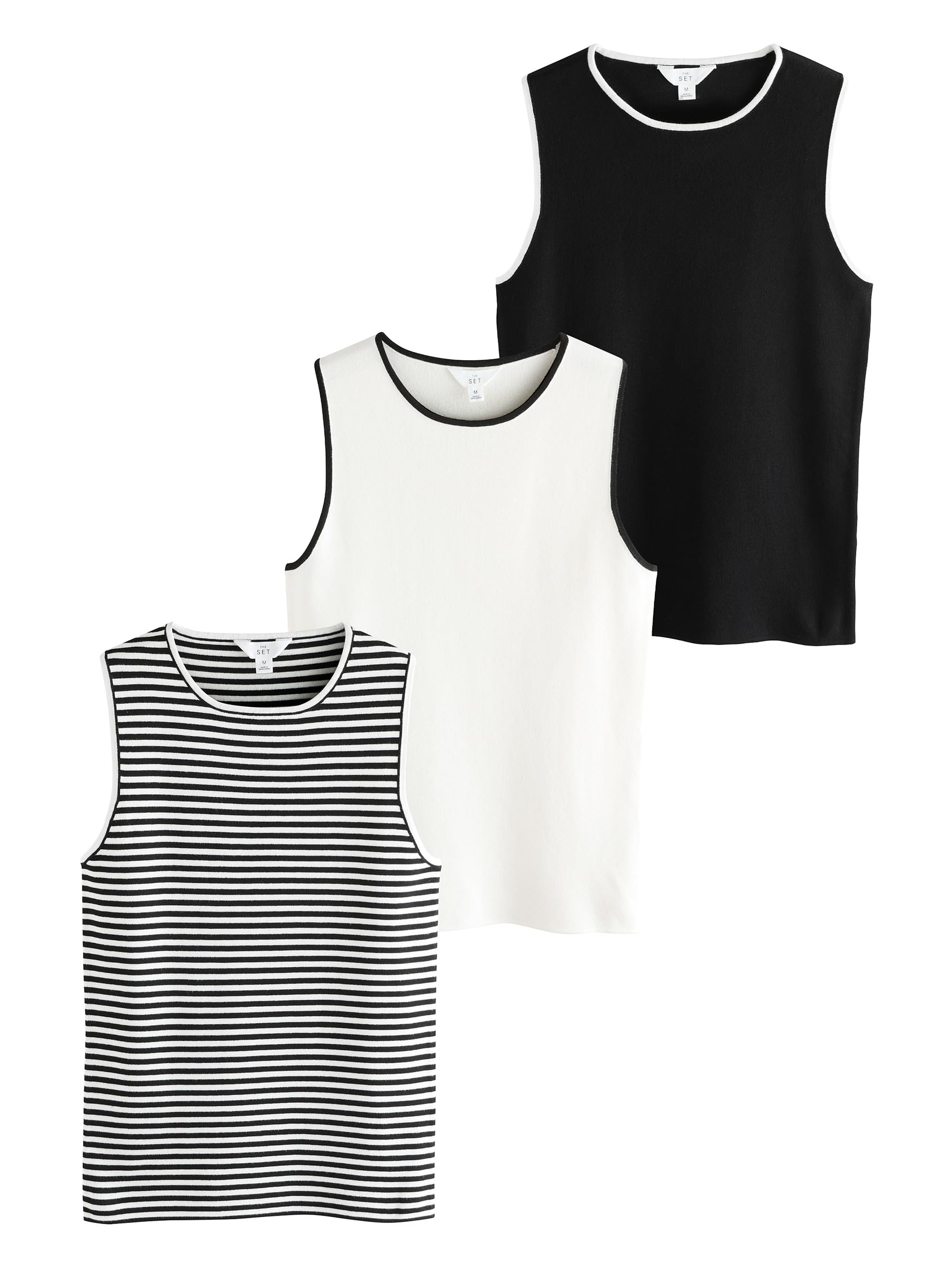 Geo Next The Set canotte maglia donna 3 pezzi nero panna