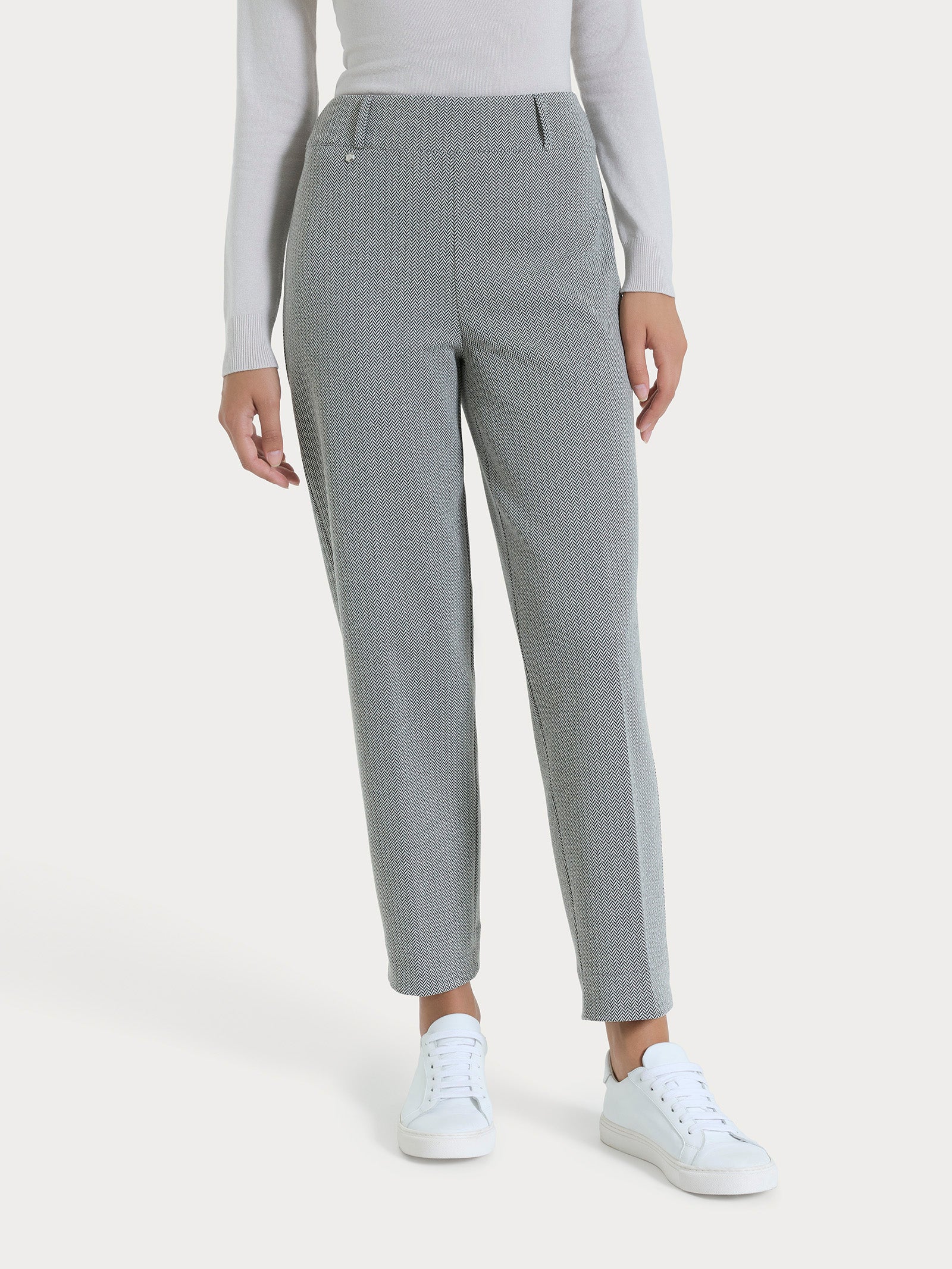 Ragno Compact pantalone carota spina pesce Fant.Nero jacquard