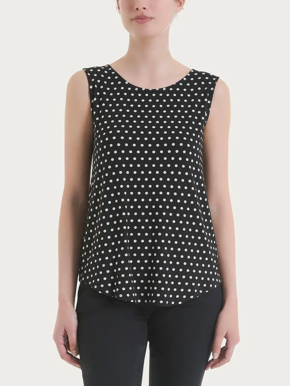 Ragno Viscosa Summer canotta donna a pois nero viscosa elasticizzata
