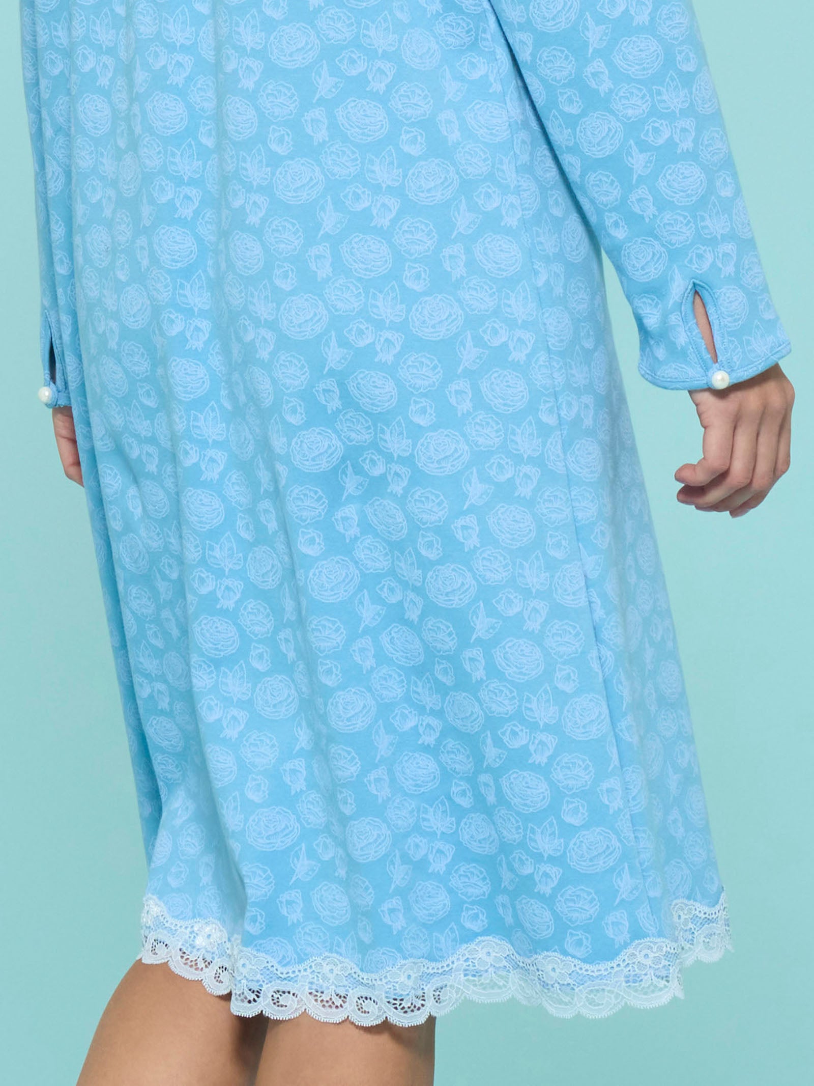 Ragno camicia da notte donna cotone aperta Fant. Dusk Blue