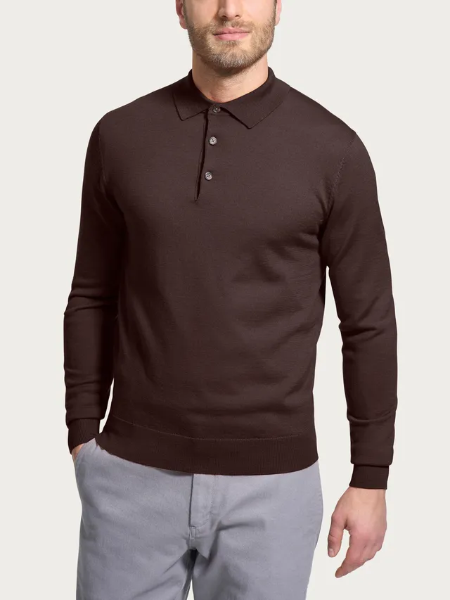 Ragno Merino Soft Polo Chocolate Torte manica lunga
