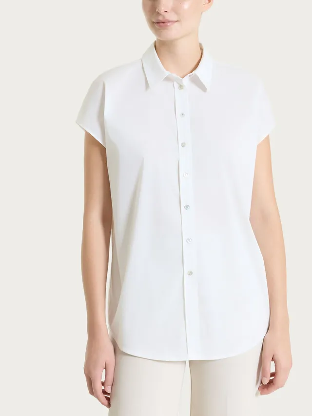 Ragno Poplin Camicia Donna Bianco Manica Kimono Cotone