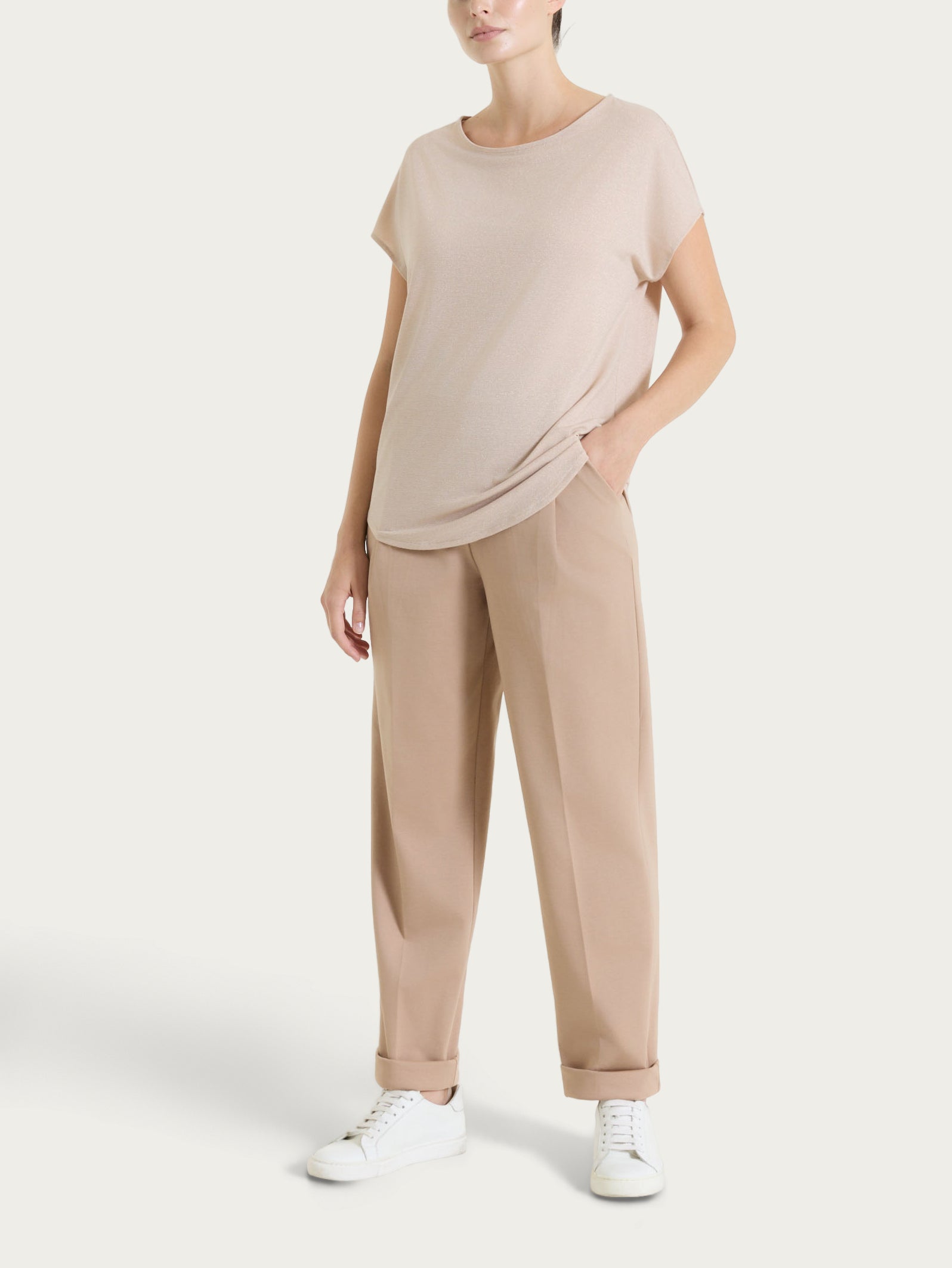 Ragno Compact Light Pantalone Carota Warm Taupe in cotone