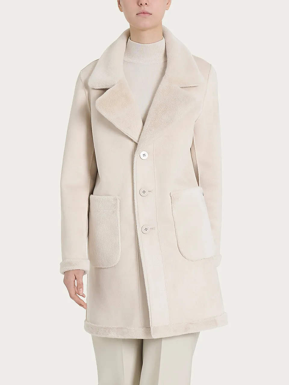 Ragno Comfort cappotto corto donna double-face champignon