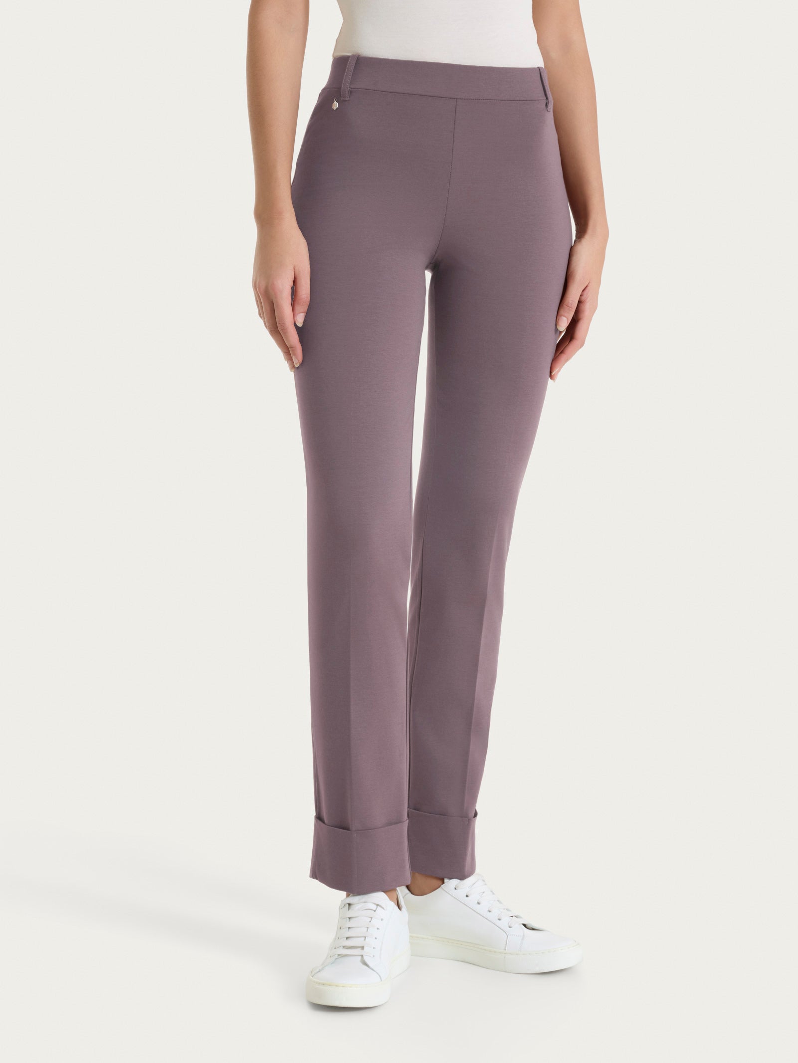 Ragno Compact Light pantalone slim donna prugna cotone