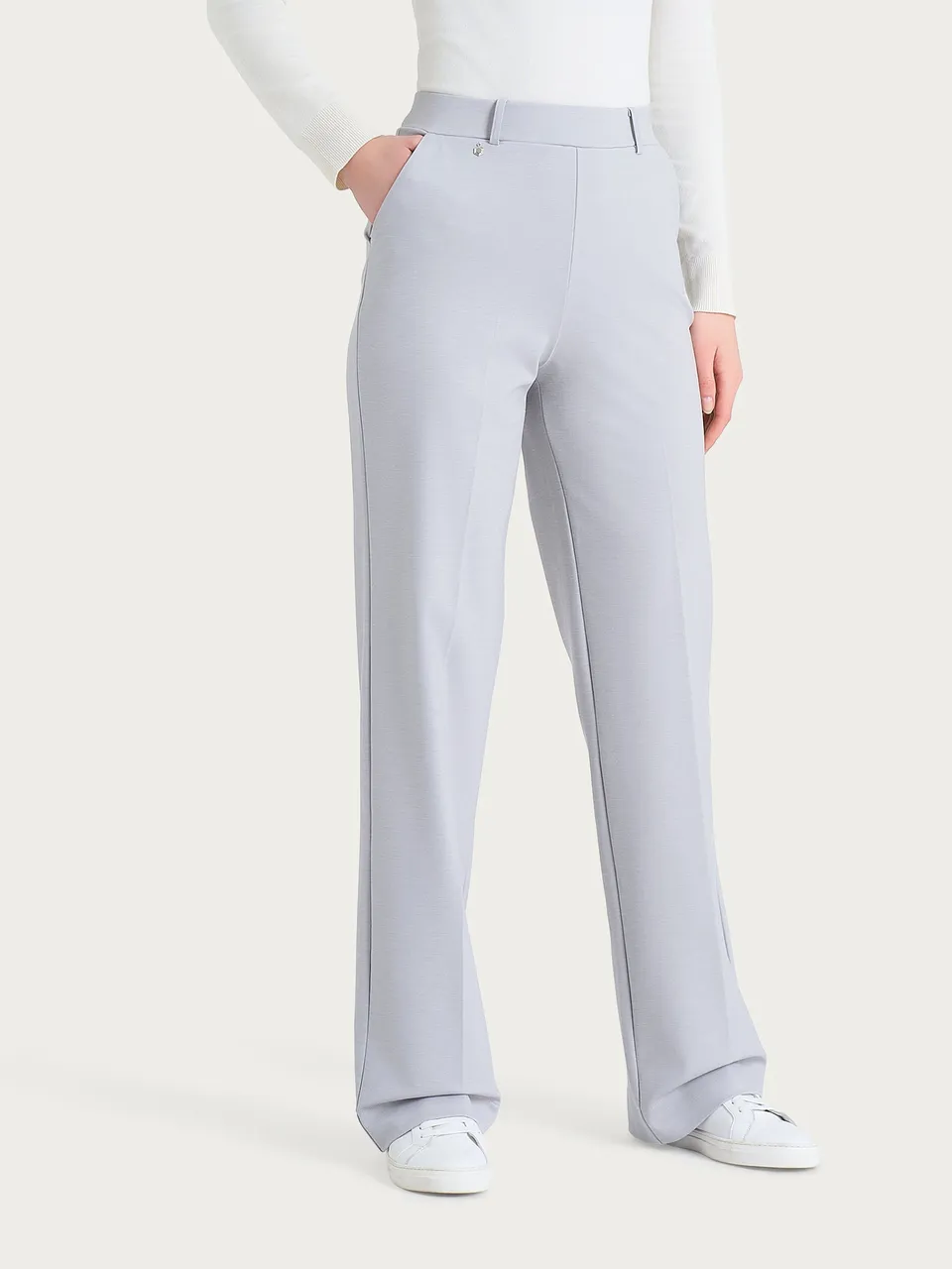 Ragno Cashmere Compact Pantalone Ampio pantalone ghiaia mel tasche