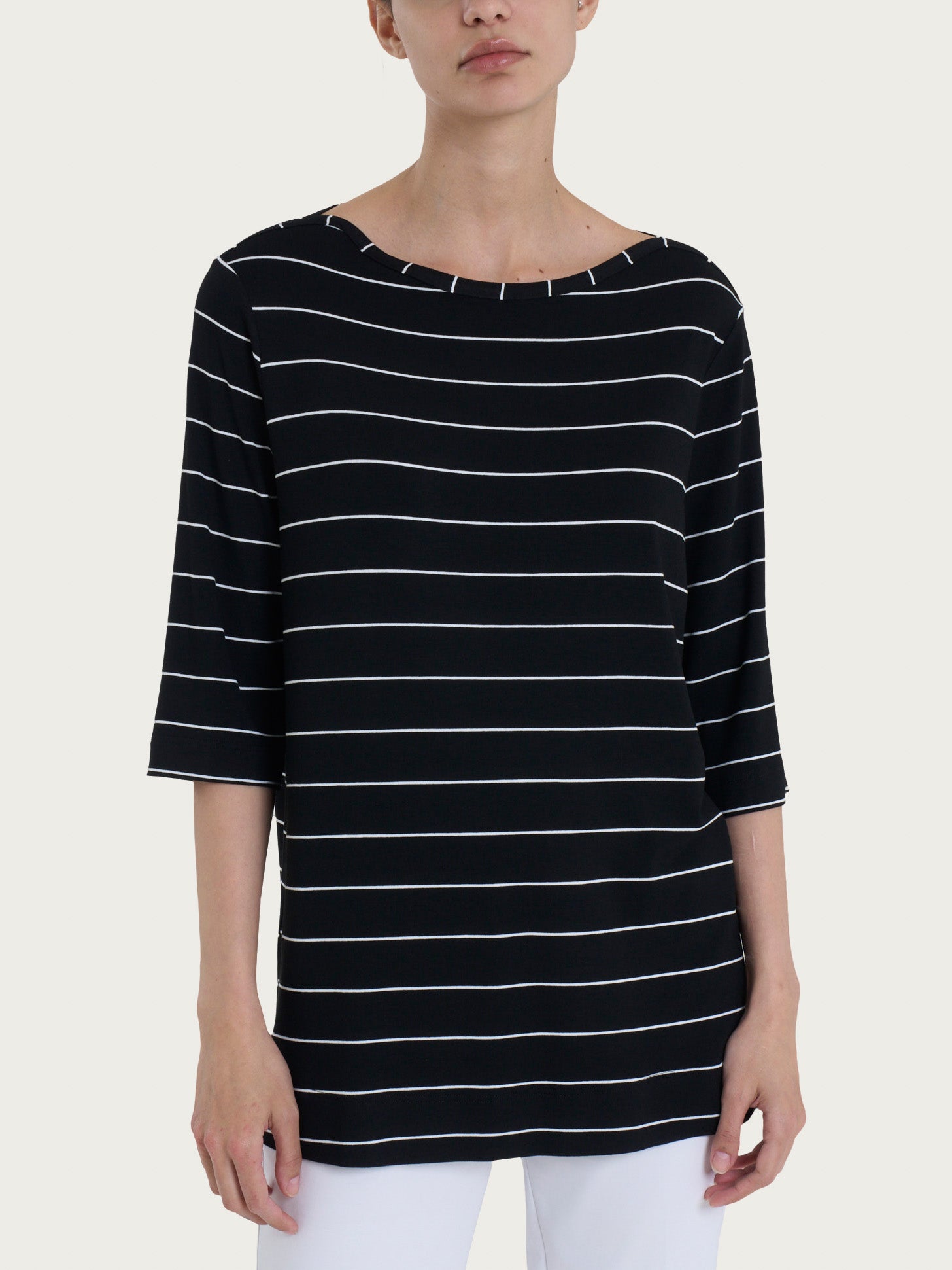 Ragno Viscosa Summer Maglietta Rigate Nero Riga Spaziata soft