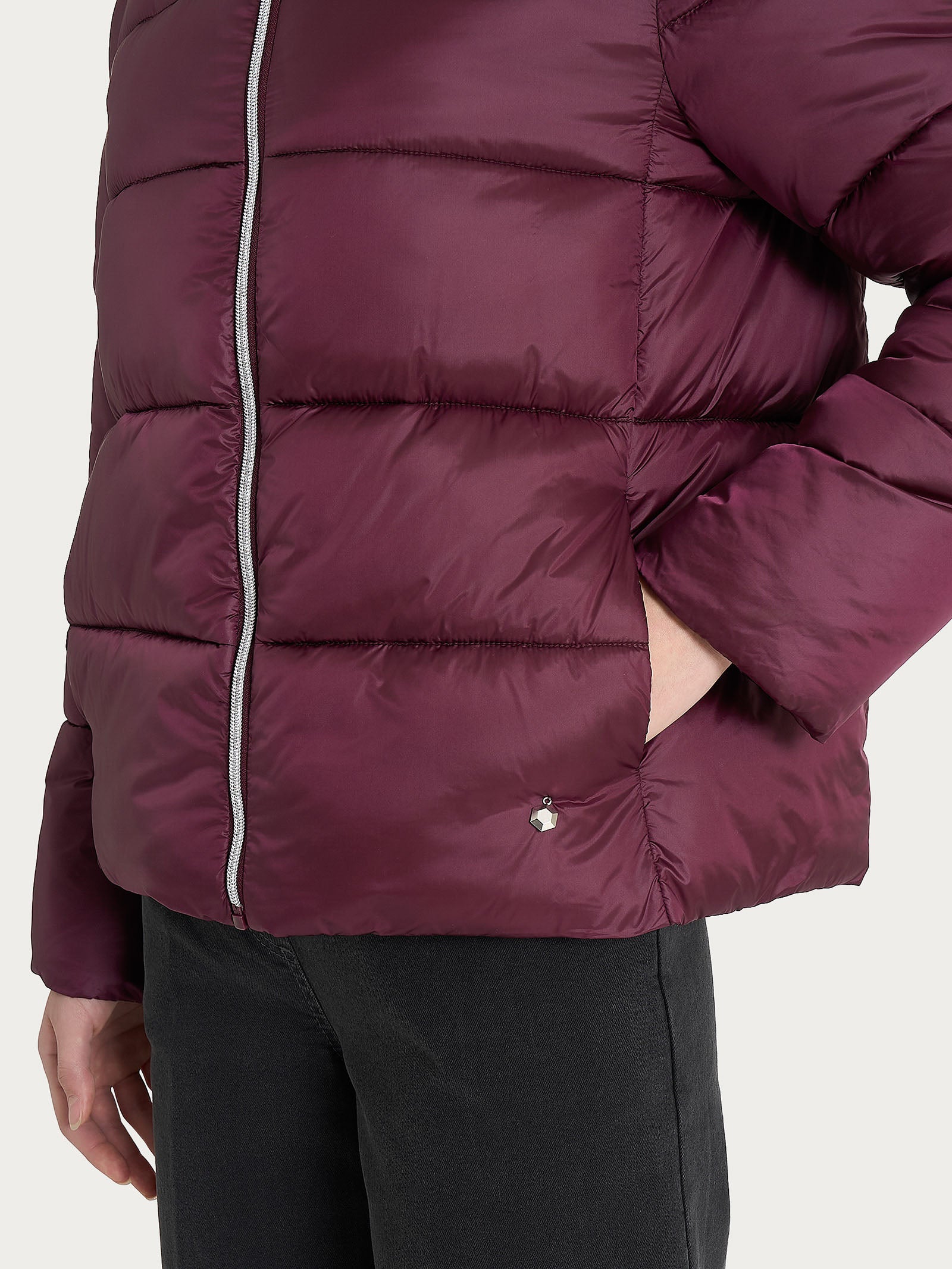 Ragno Vegan Down piumino collo alto Fig viola caldo