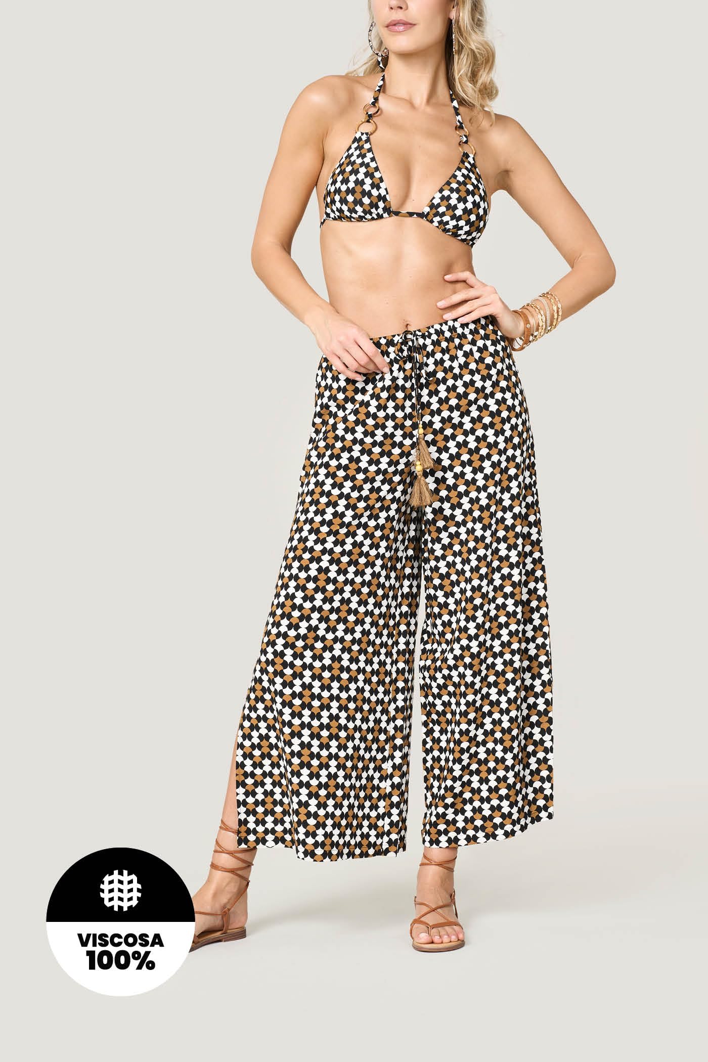 Goldenpoint Twist Pantaloni Lunghi Copricostume Viscosa Multicolor