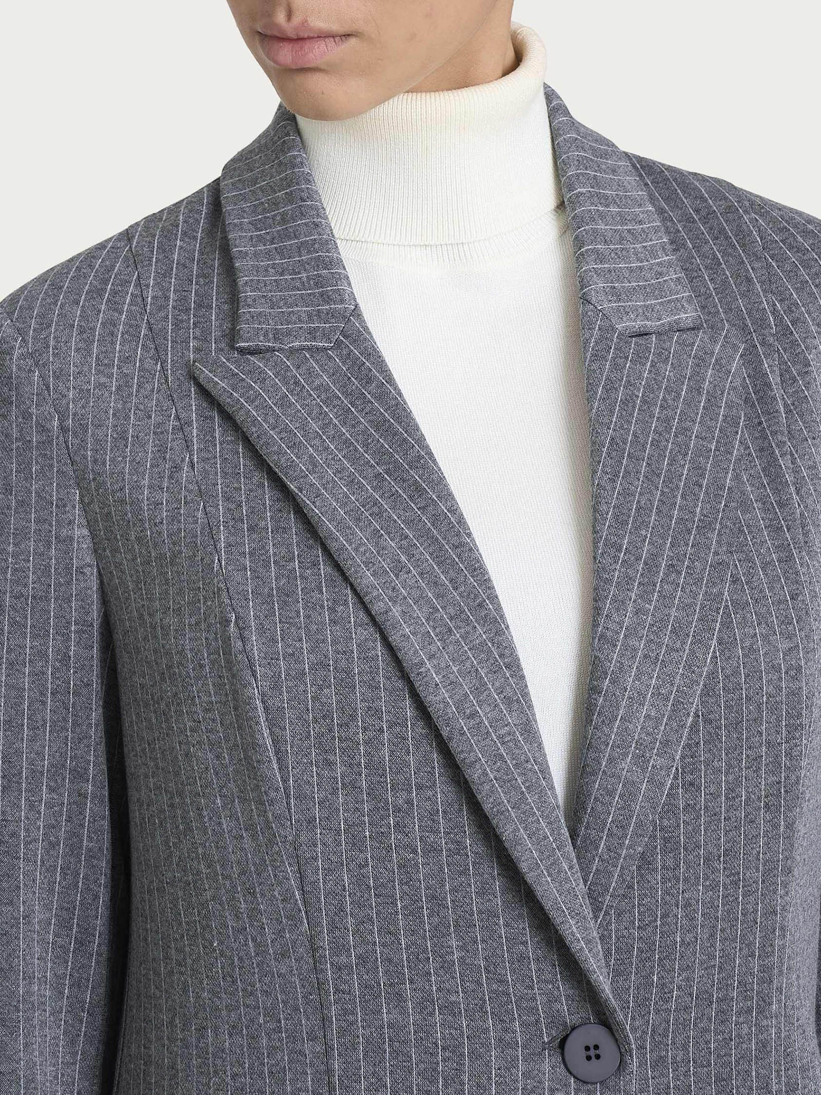 Ragno Compact Blazer over gessato Ardesia Mel.