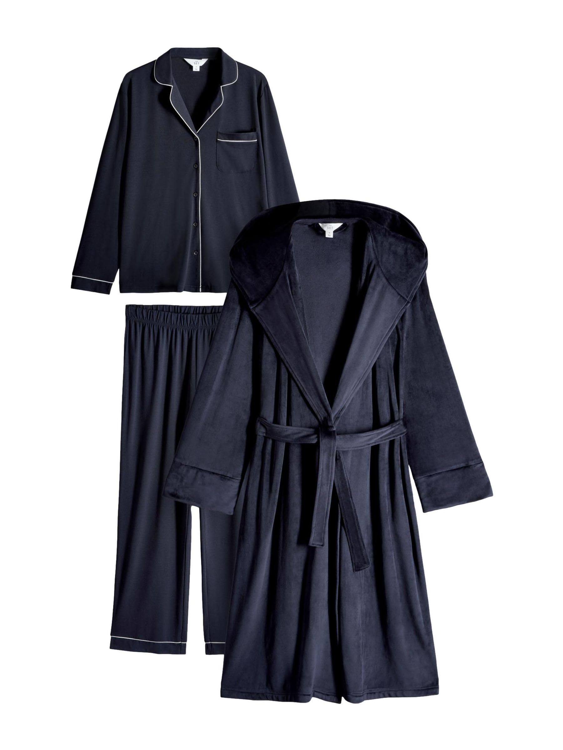 The Set completo 3 pigiami e vestaglia donna morbido