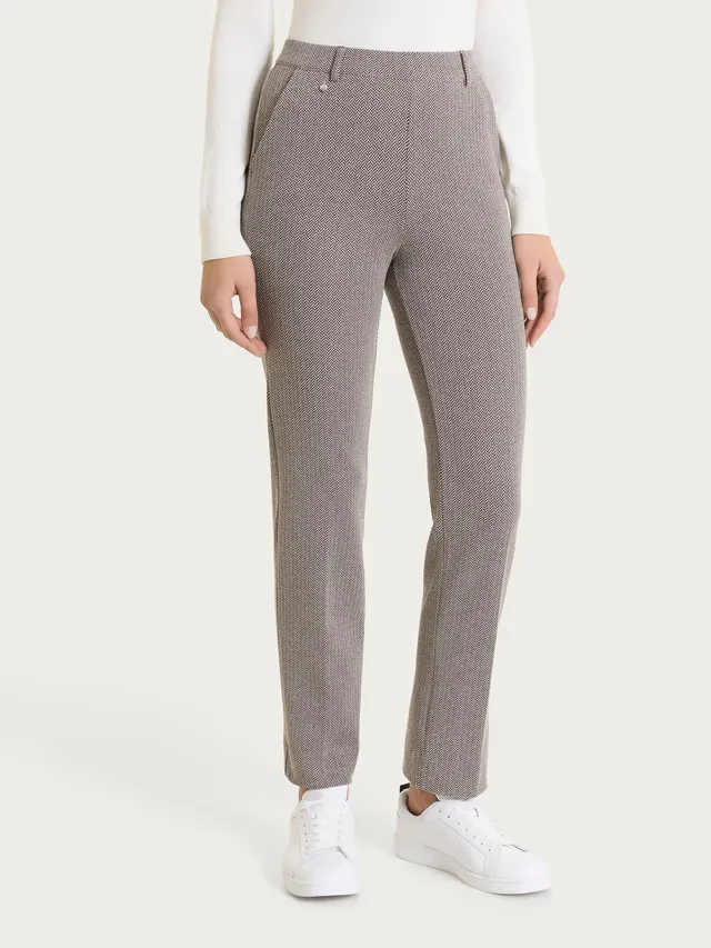 Ragno Eco Jacquard pantalone dritto spina di pesce Chocolate
