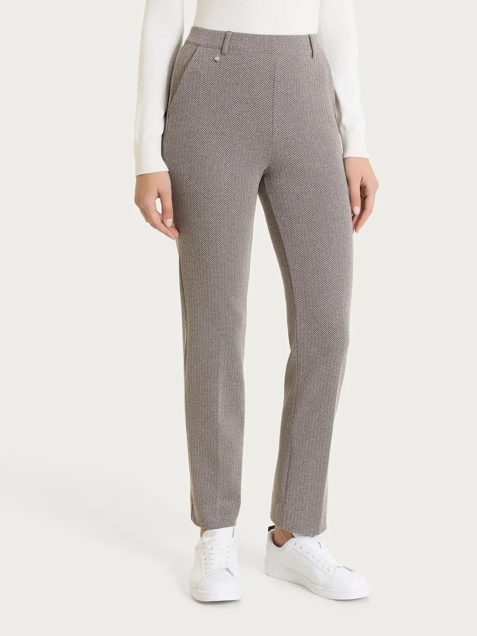 Ragno Eco Jacquard pantalone dritto spina di pesce Chocolate