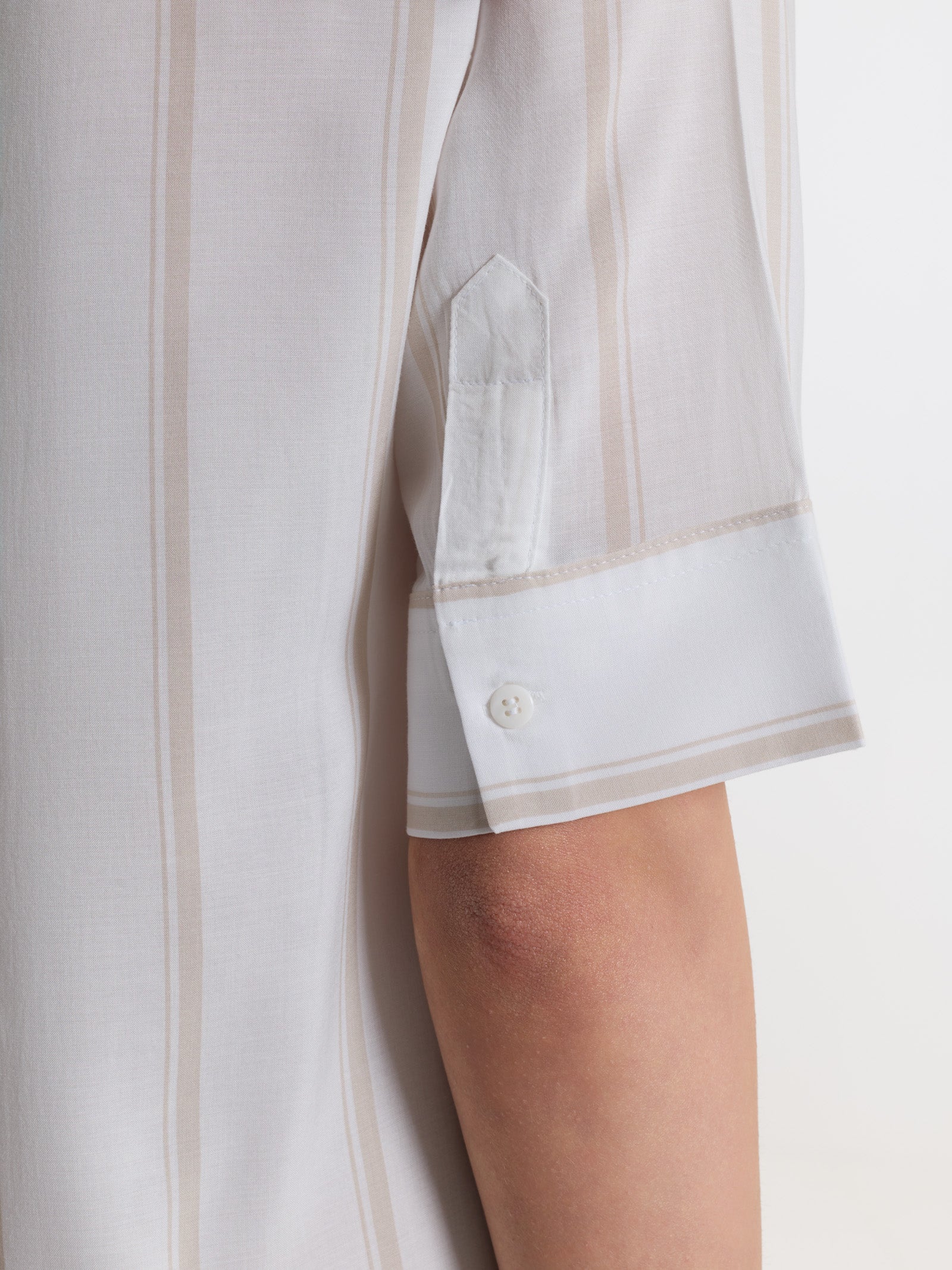 Ragno EcoSeta blusa righe Blanc manica corta
