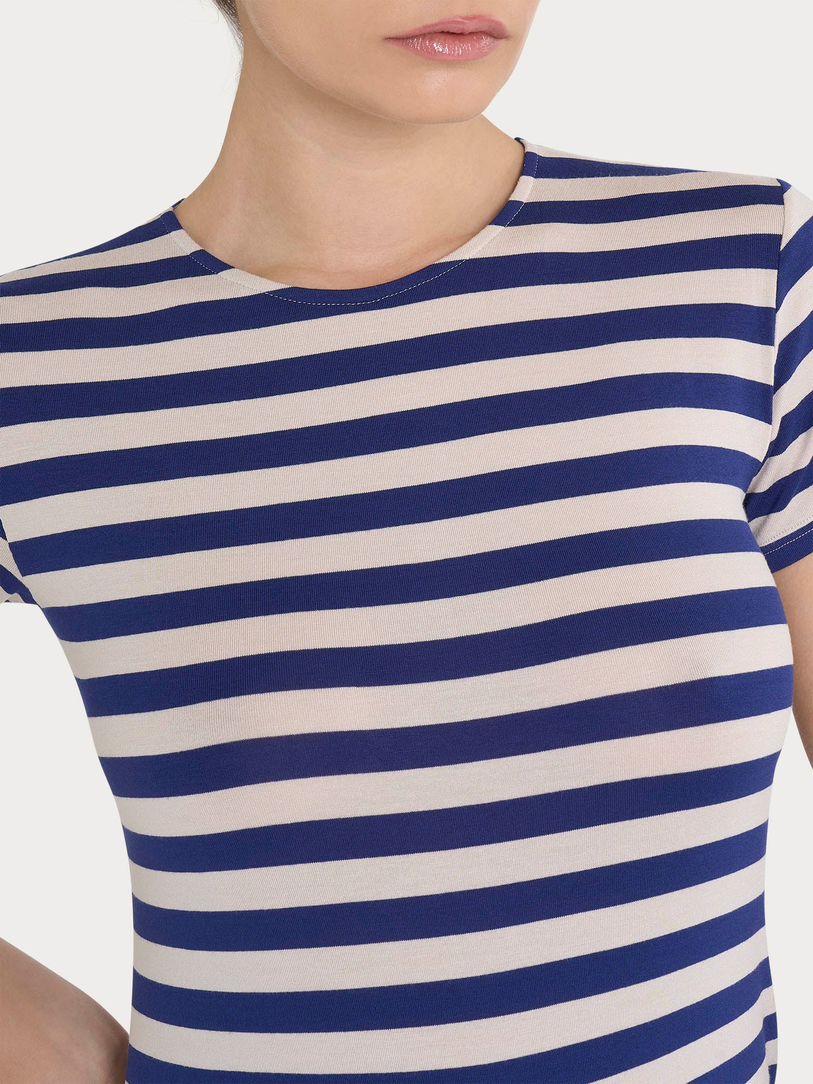 Ragno Viscosa Summer t-shirt righe Blueberry manica corta