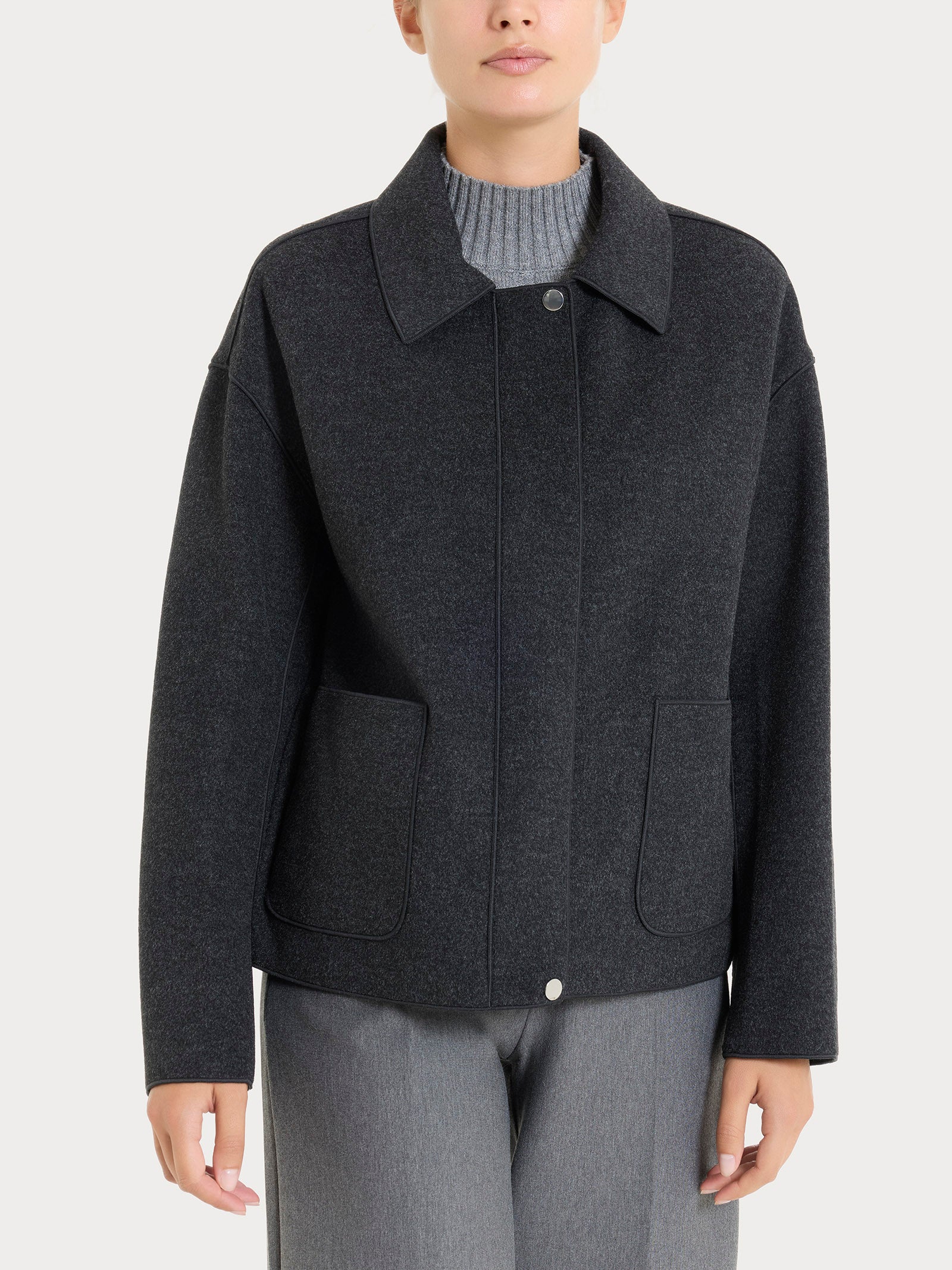 Ragno Vegan Wool Giacca Collo Camicia Donna Oscuro Calda