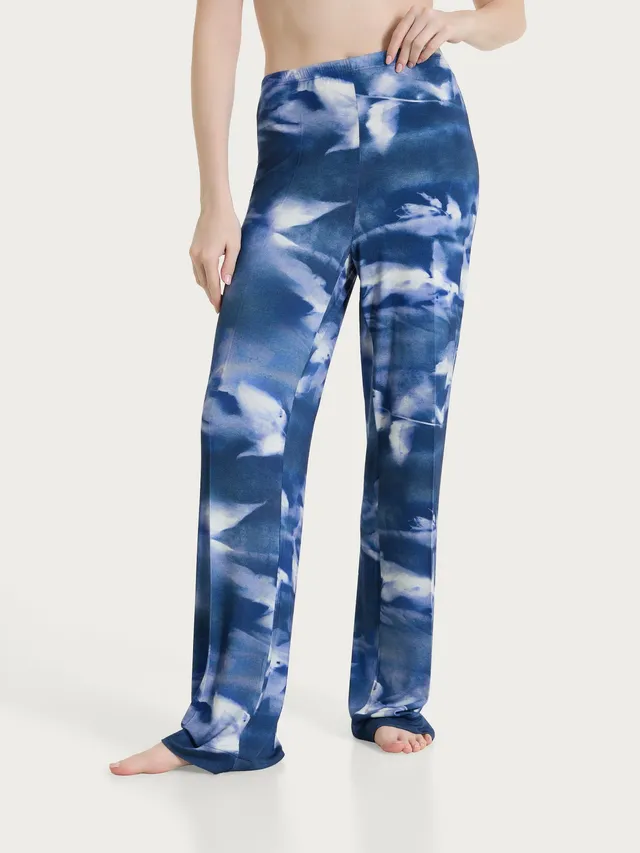 Ragno Viscosa Summer Pantalone Ampio floreale blu Fant. Oceana