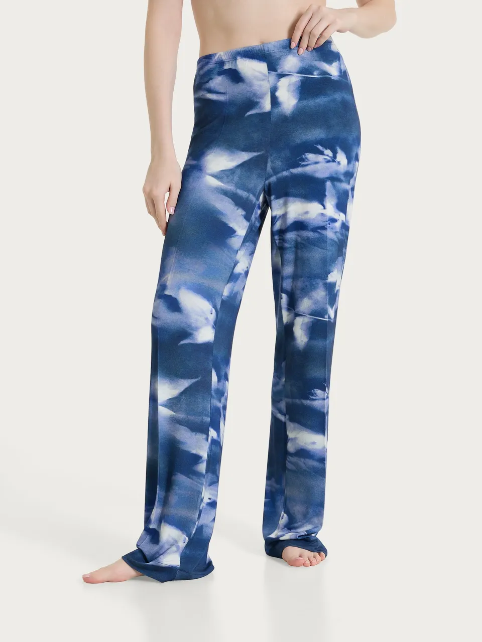 Ragno Viscosa Summer Pantalone Ampio floreale blu Fant. Oceana