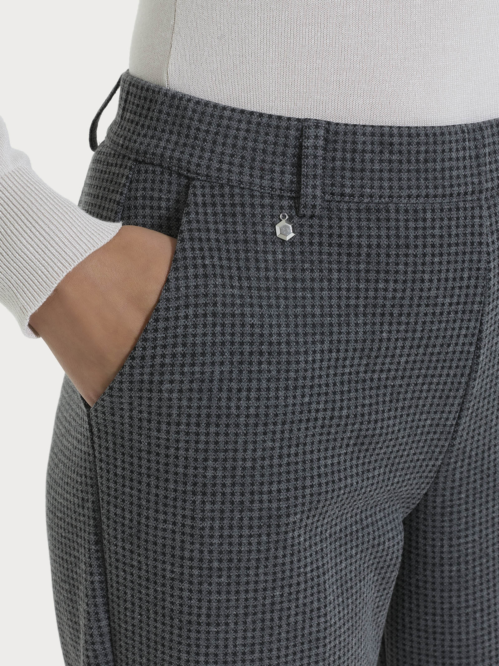 Ragno Compact pantalone chino slim micro check Ardesia Mel jacquard