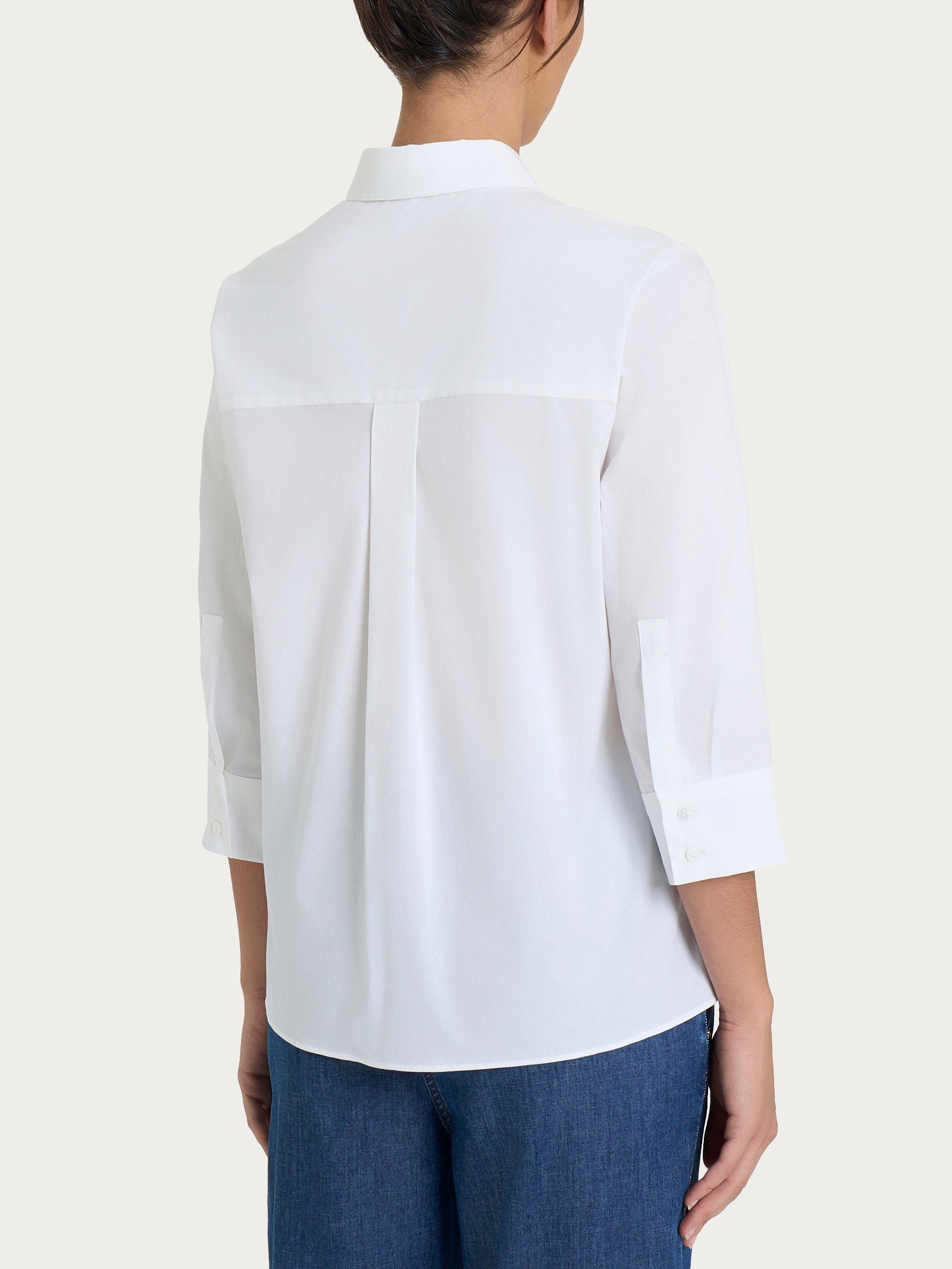 Ragno Popeline camicia manica 3/4 bianca cotone