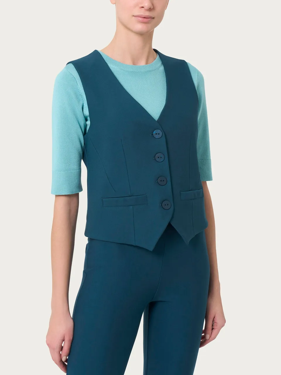 Ragno Compact gilet quattro bottoni Reflecting Pond blu