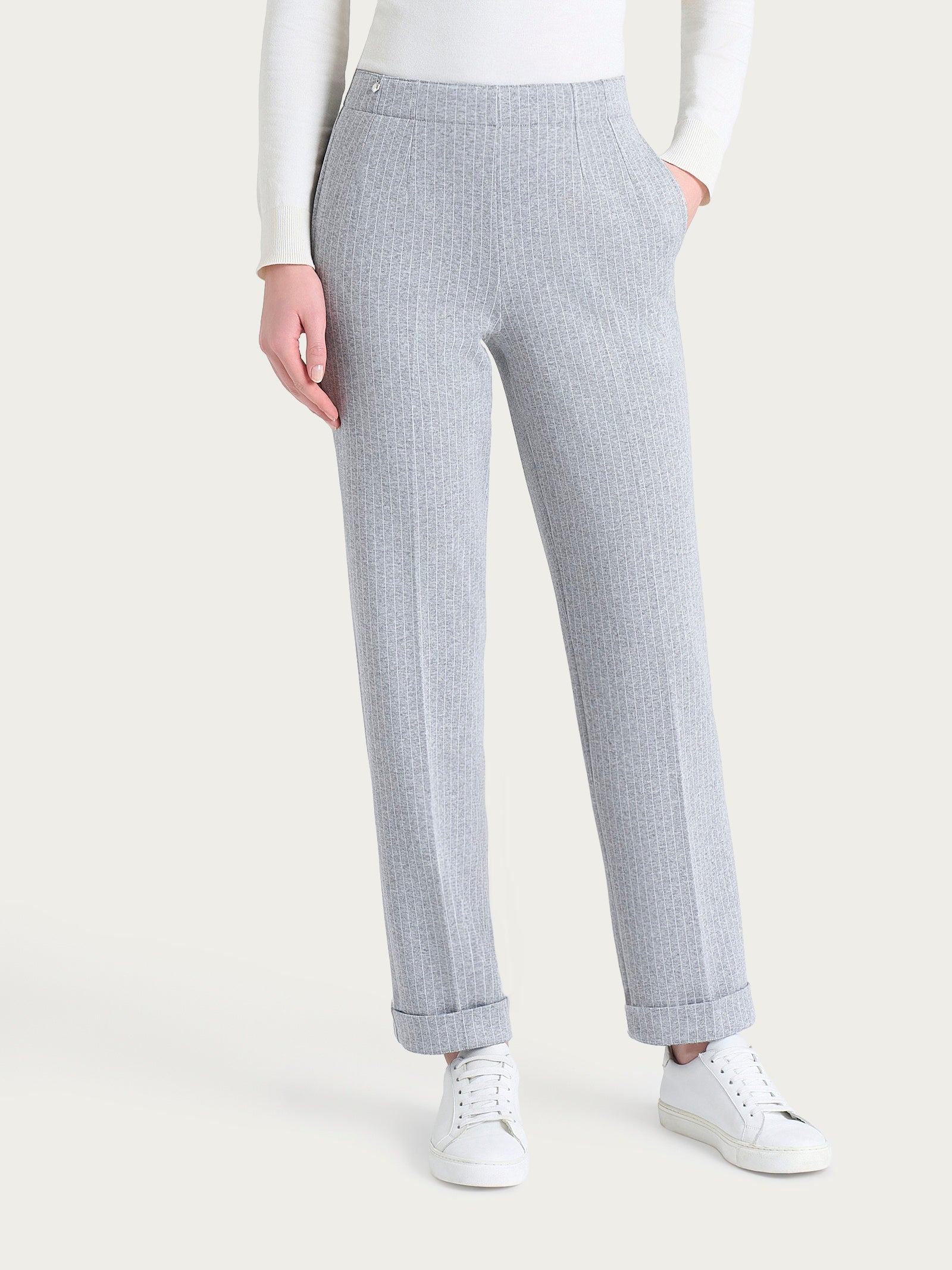 Ragno Compact Pantalone Dritto Gessato Grigio Mel.