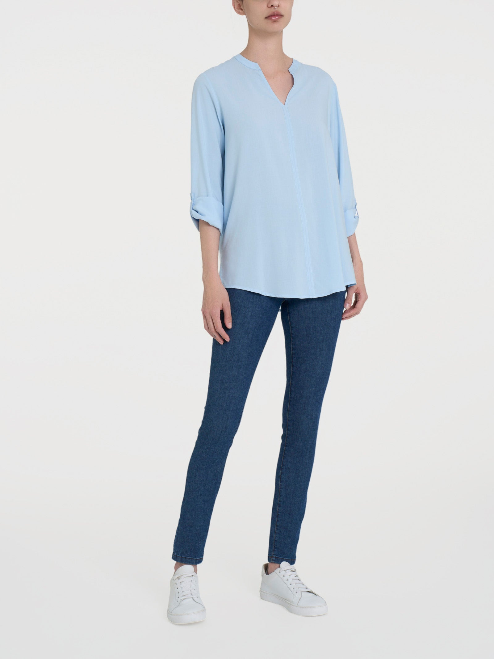 Ragno EcoSeta blusa collo coreana Skyway manica risvoltabile